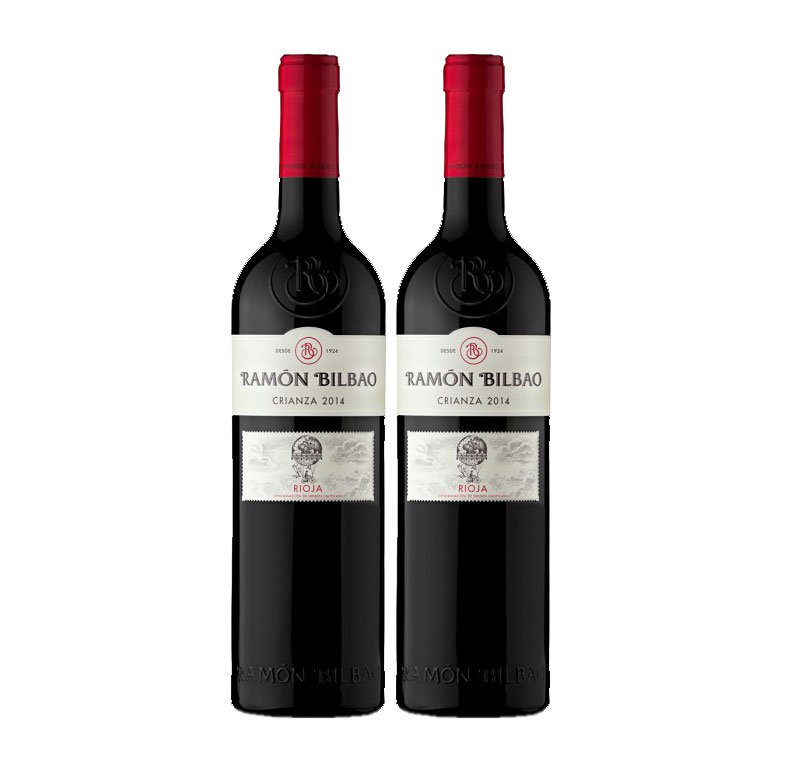Ramon Bilbao Crianza 2er Set Rioja Rotwein 0,75L (14% Vol) Spanien fruchtig gradlinig Tempranillo Trauben Jahrgang variierend- [Enthält Sulfite]