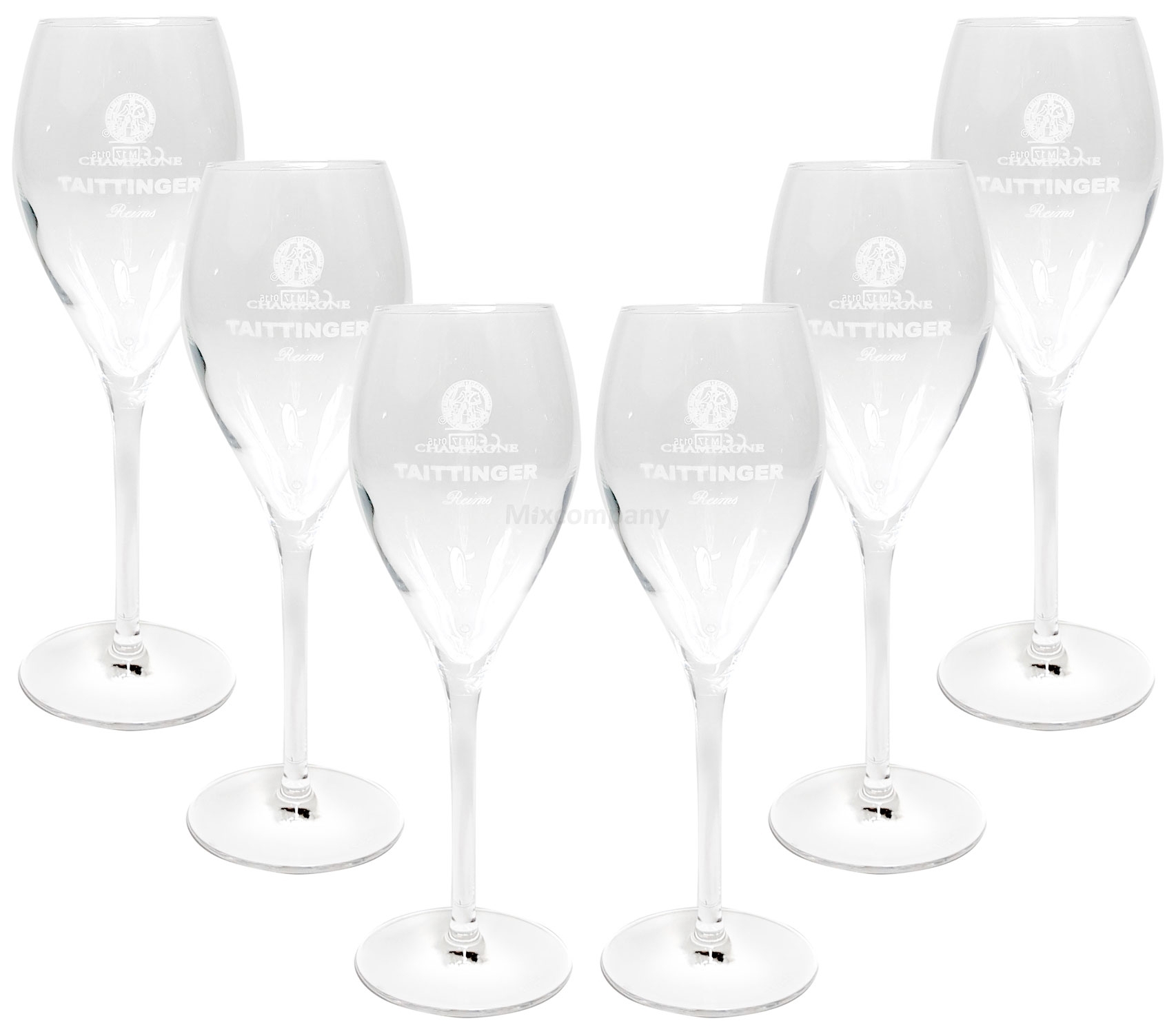 Taittinger Champagner Sekt Glas Gläser-Set - 6x Gläser 10cl geeicht