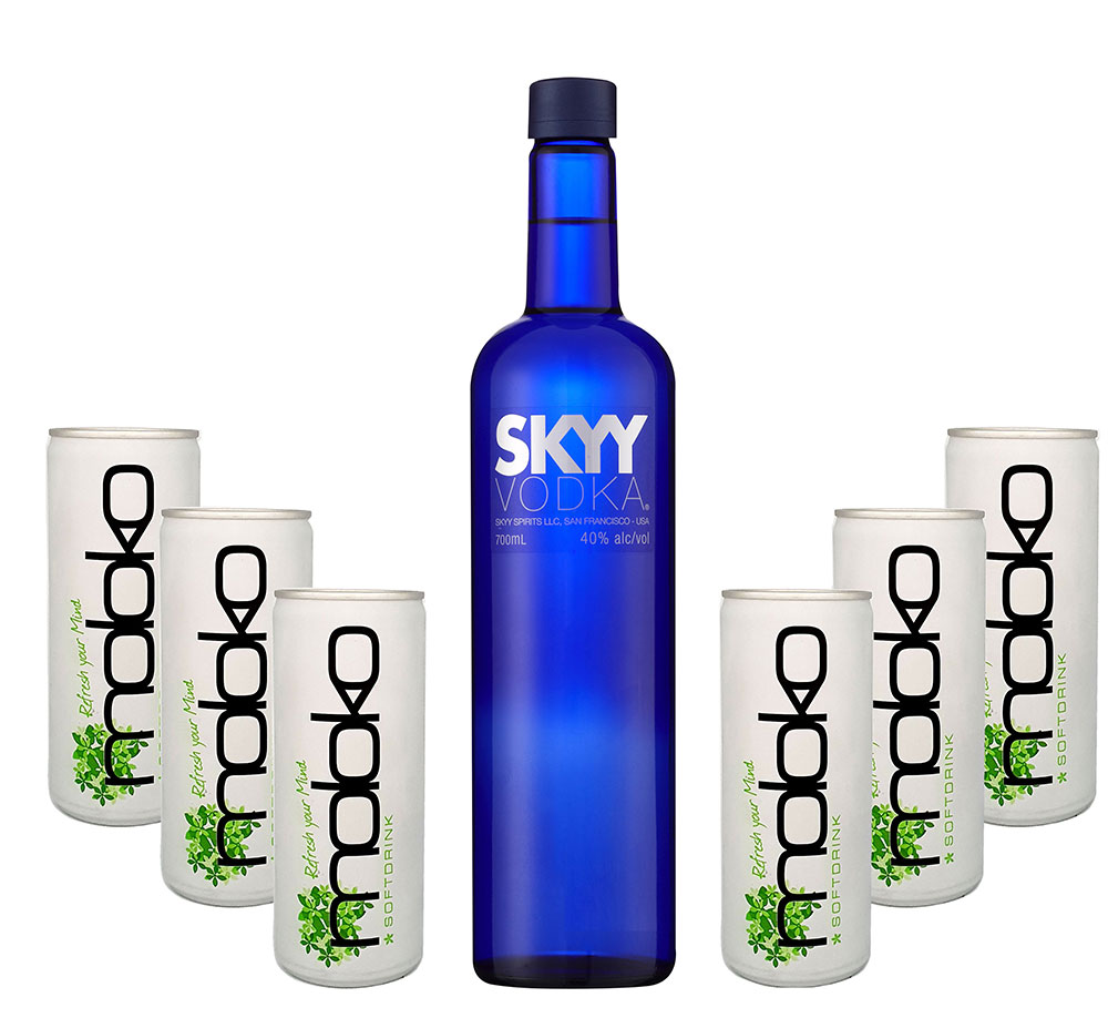 Vodka Set - Skyy Vodka 0,7l 700ml (40% Vol)+ 6x Moloko 250ml inkl. Pfand - EINWEG- [Enthält Sulfite]