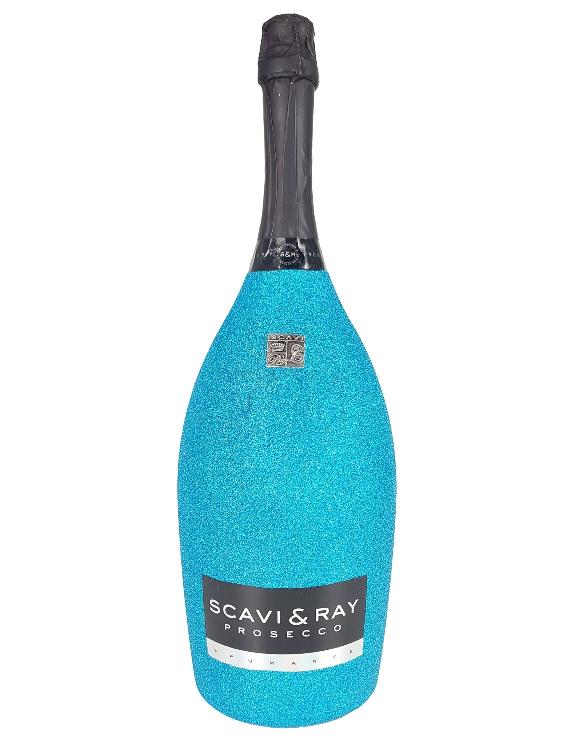 Scavi & Ray Prosecco Spumante Magnum 1,5l (11% Vol) Bling Bling Glitzerflasche Blau -[Enthält Sulfite]