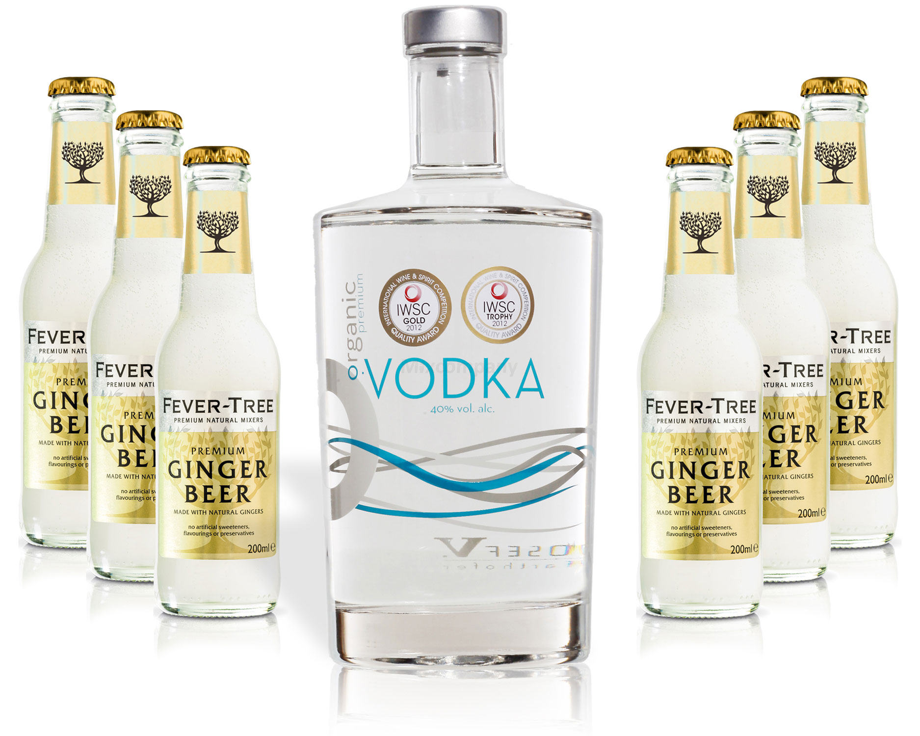 Moscow Mule Set - Organic Vodka 0,7l 700ml (40% Vol) + 6x Fever Tree Ginger Beer 200ml - Inkl. Pfand MEHRWEG