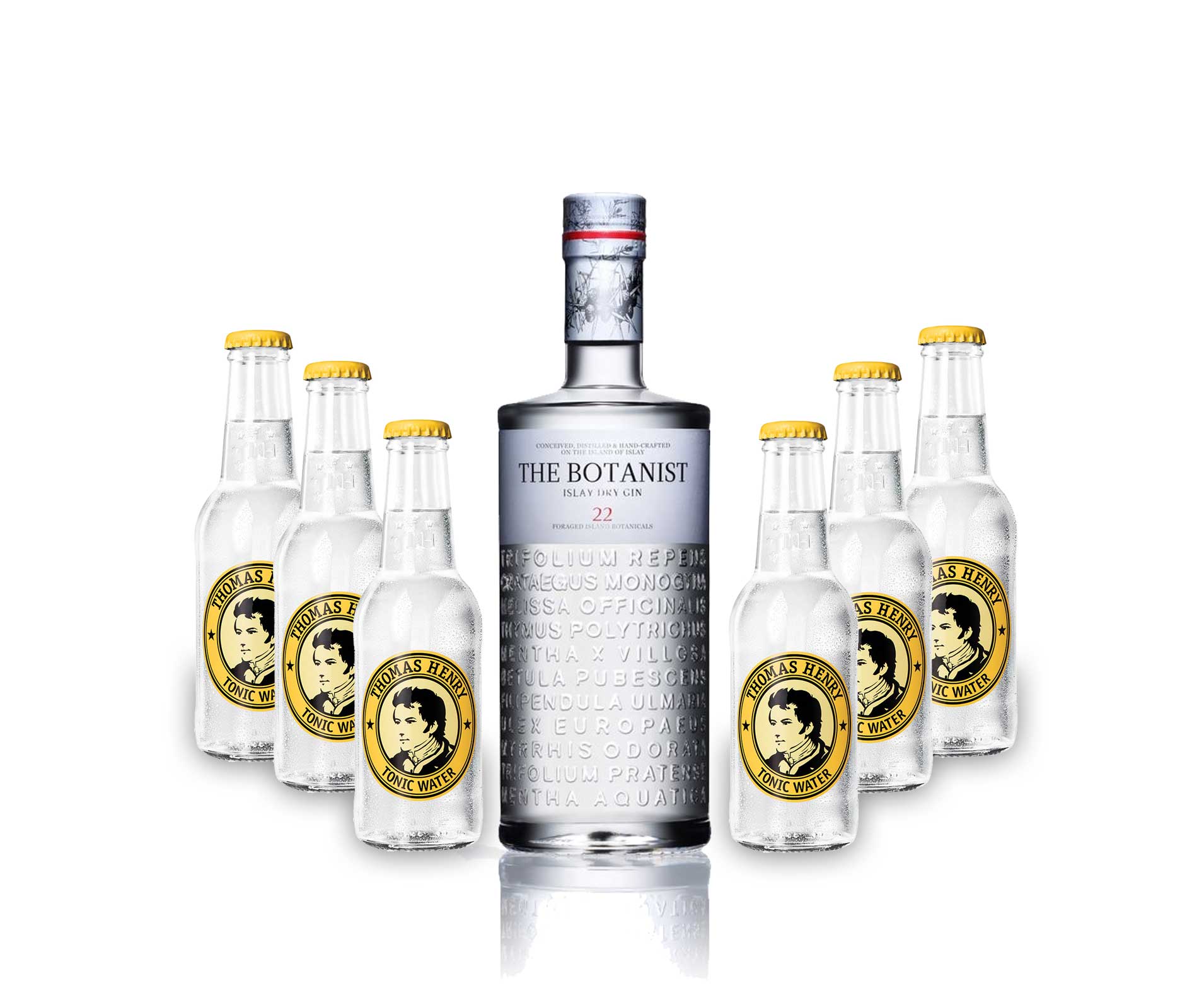 Gin Tonic Set - The Botanist Islay Dry Gin 0,7l 700ml (46% Vol) + 6x Thomas Henry Tonic Water 200ml - Inkl. Pfand MEHRWEG