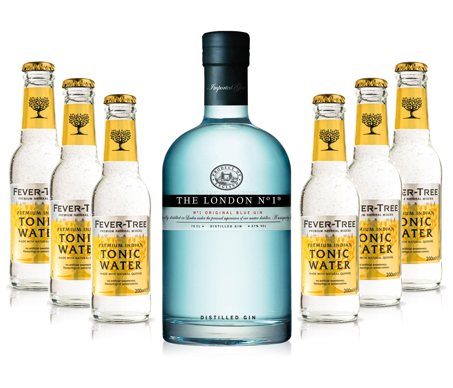 Gin Tonic Set - The London N1 Blue Gin 0,7l 700ml (47% Vol) + 6x Fever Tree Tonic Water 200ml inkl. Pfand MEHRWEG