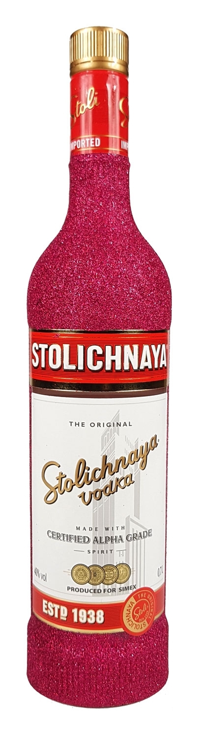 Stolichnaya Vodka 0,7l 700ml (40% Vol) - Bling Bling Glitzerflasche in hot pink -[Enthält Sulfite]