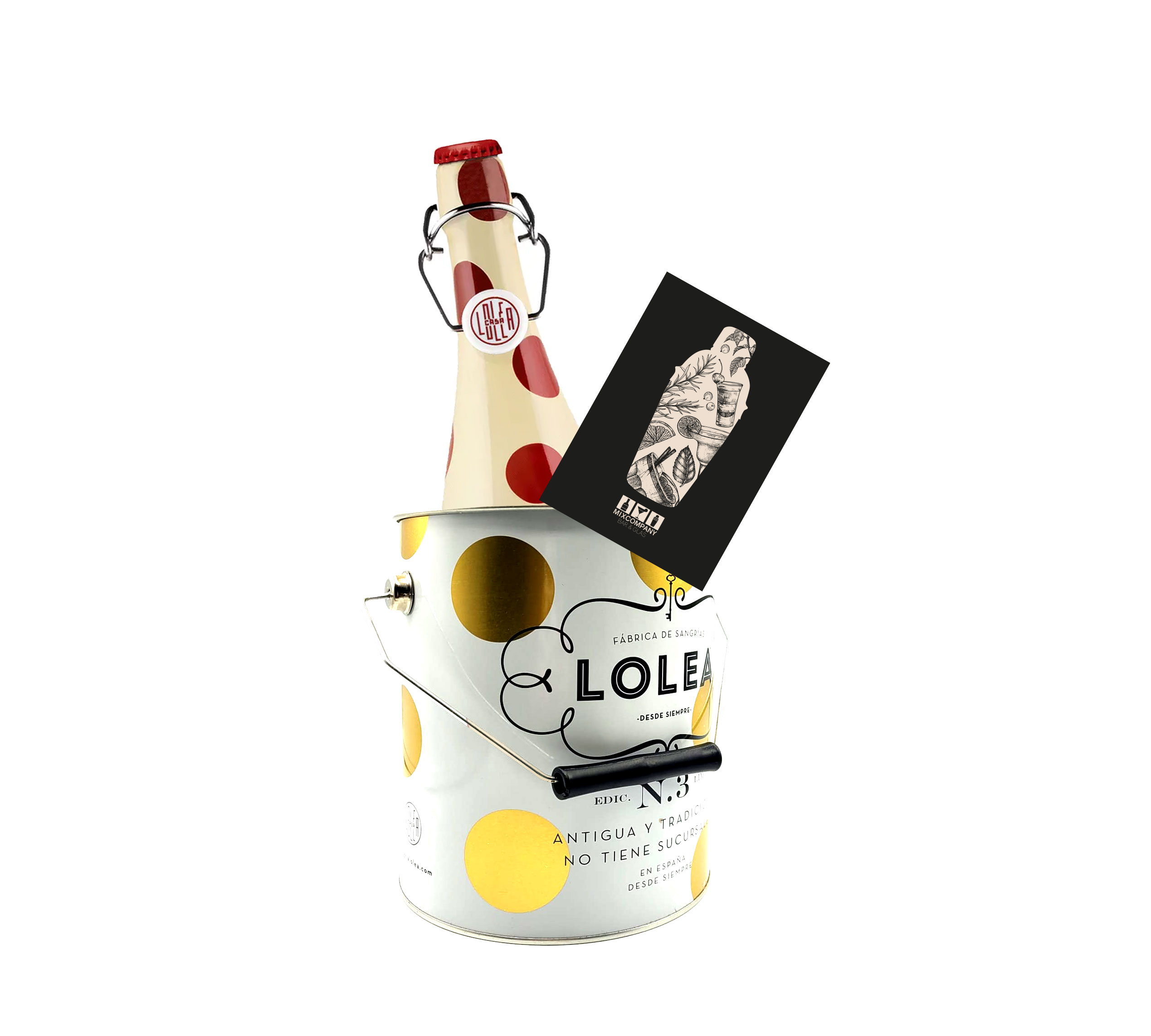 Lolea Set - weißer Kühler / Eimer mit Henkel + Lolea Sangria N°2 WEIß 0,75L (7% Vol) Weißwein Sangria Chardonnay, Macabeo Trauben- [Enthält Sulfite]
