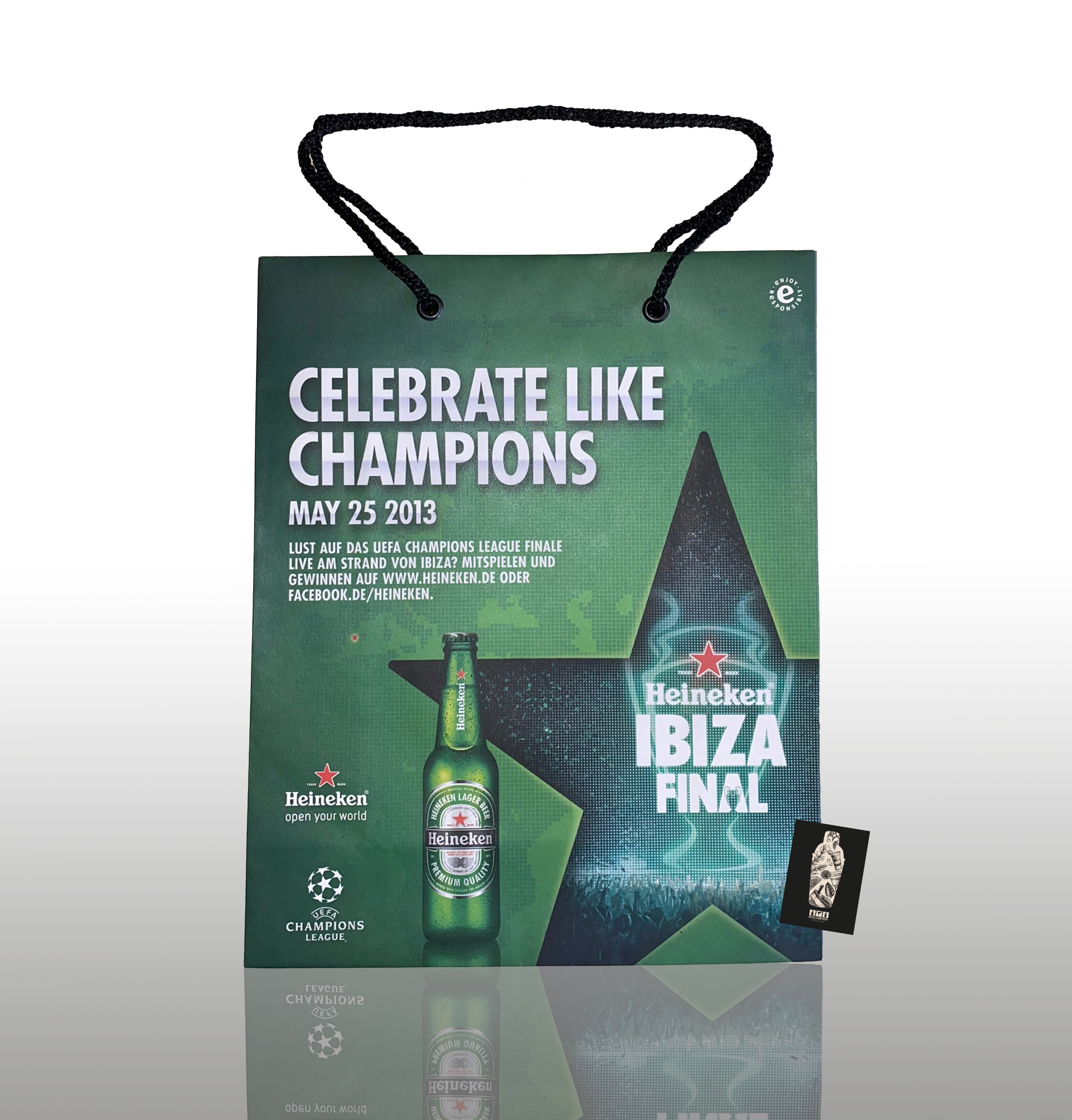 Heineken 10er-Set Champions League 2013 Edition Ibiza Final mit Stoffhenkel 10x Papiertüten ca. 30x24cm 