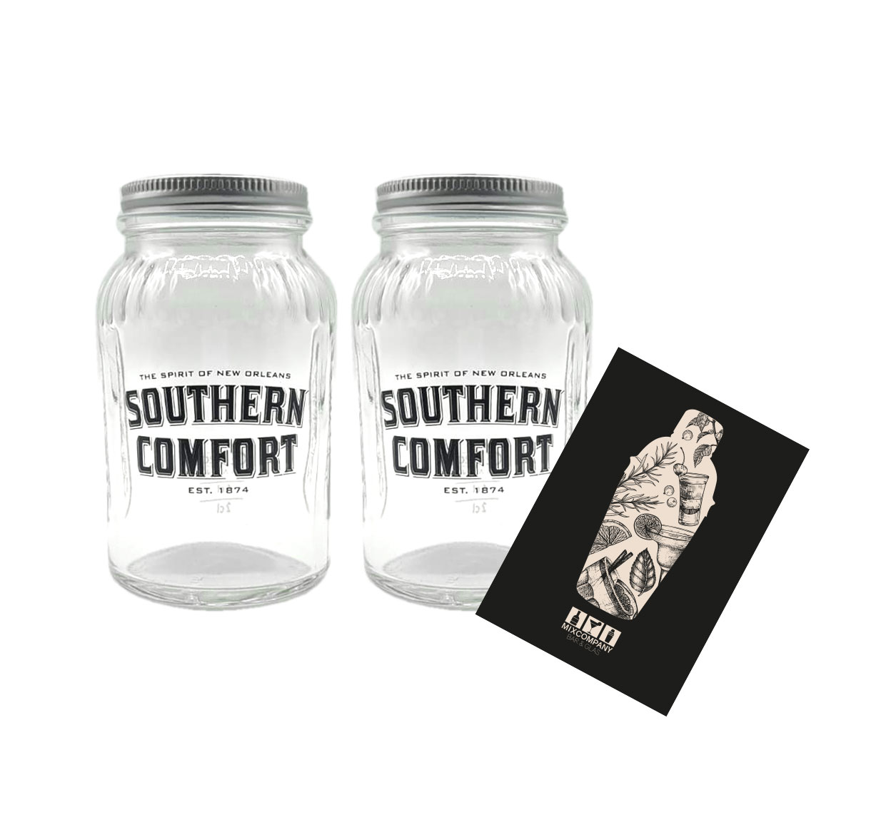 Southern Comfort 2er Set Lynchburg 2x Glas Gläser MIT DECKEL Bar Cocktail / Marmeladenglas 