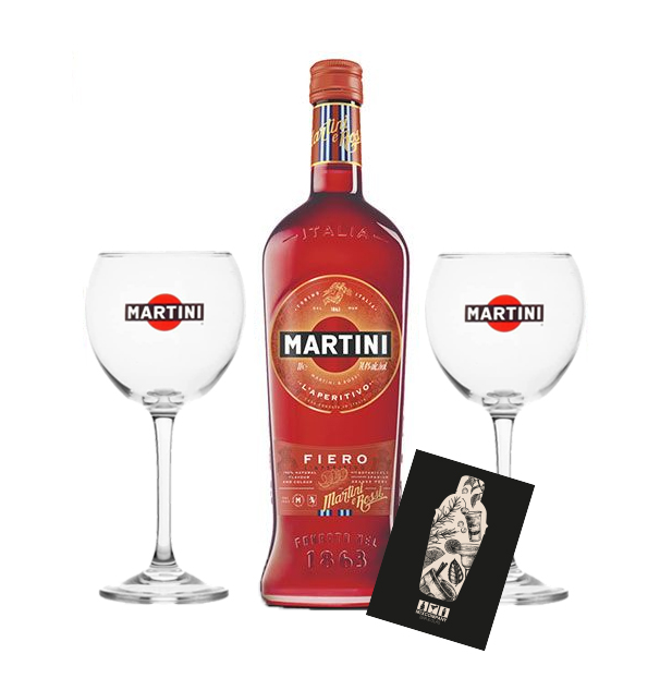 Cocktail Ballon Martini 2x + Vol) [Enthält Glas 47cl- Royale Set Fiero Martini | Gläser (14,4% Sulfite] - 1L Wermut 13488