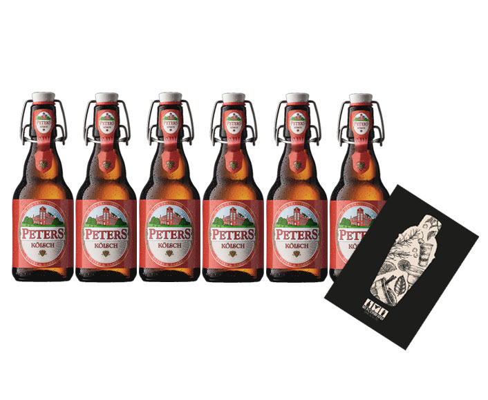 Peters Kölsch 6er Set Bier 0,33L (4,8% Vol) mit Mixcompany Grußkarte inkl Pfand MEHRWEG- [Enthält Sulfite]