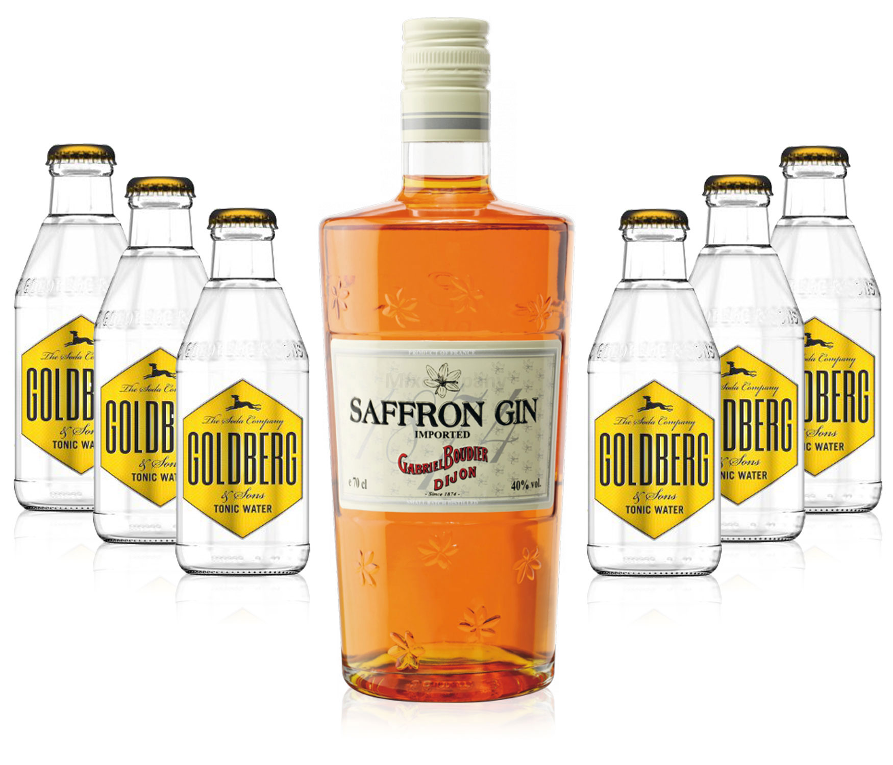 Gin Tonic Set - Saffron Gin 0,7l 700ml (40% Vol) + 6x Goldberg Tonic Water 200ml inkl. Pfand MEHRWEG