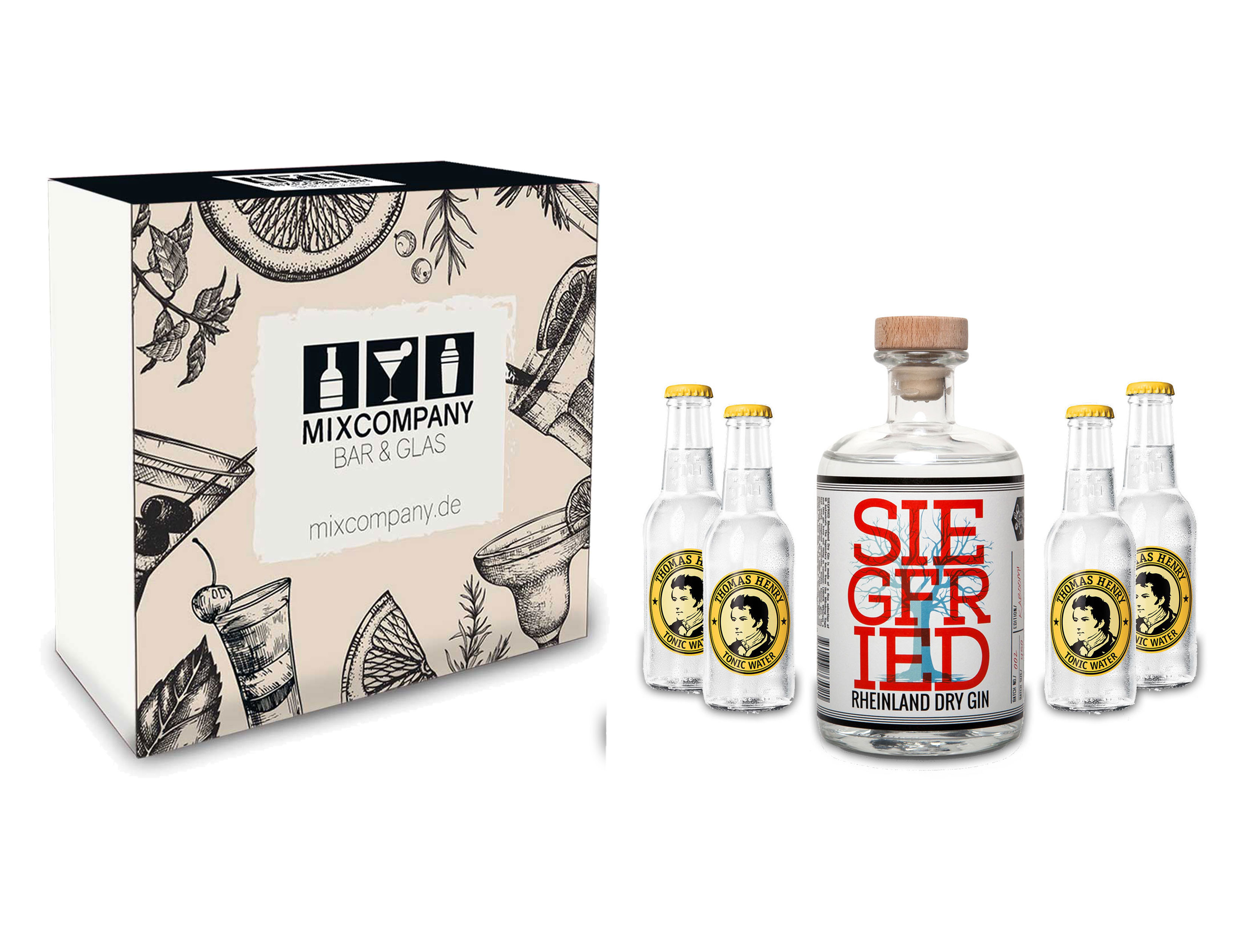 Siegfried Gin | 500ml Rheinland Dry Thomas Vol.) Gin Geschenkset MEHRWEG Set 41% Pfand Inkl. - / - Henry ( Tonic Siegfried + 200ml 1172 Water Tonic 4x
