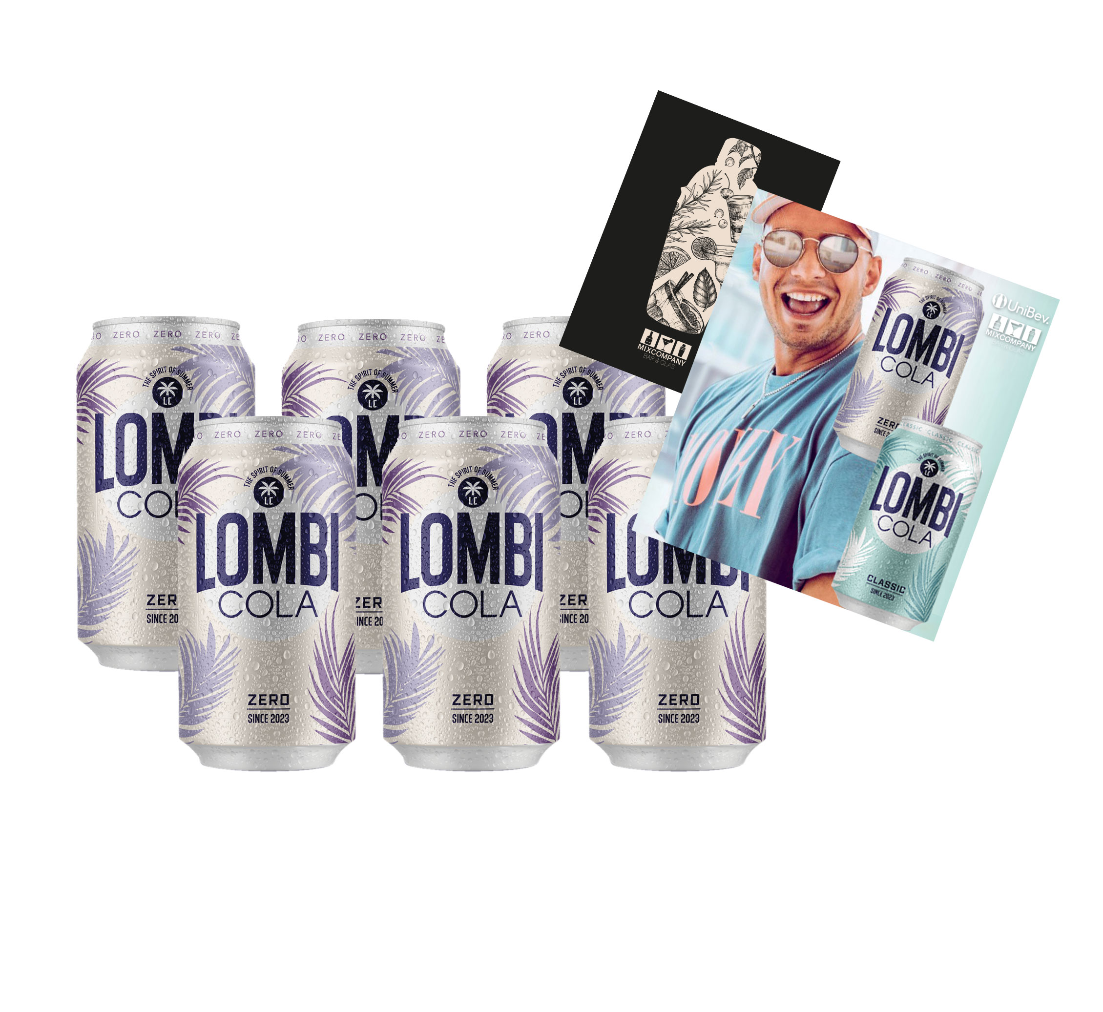 Lombi Cola - Sänger Pietro Lombardi Cola ZERO - 6er Set Lombi Cola ZERO 6x 0,33L mit Lombi Postkarte inkl. Pfand EINWEG 