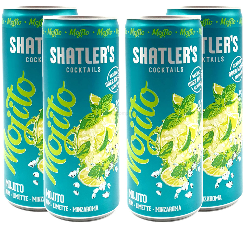 Shatlers Cocktail - 4er Set Shatlers Mojito 0,25L (10,1% Vol) inklusive Pfand EINWEG - Shatlers Cocktail - Ready to Go- [Enthält Sulfite]