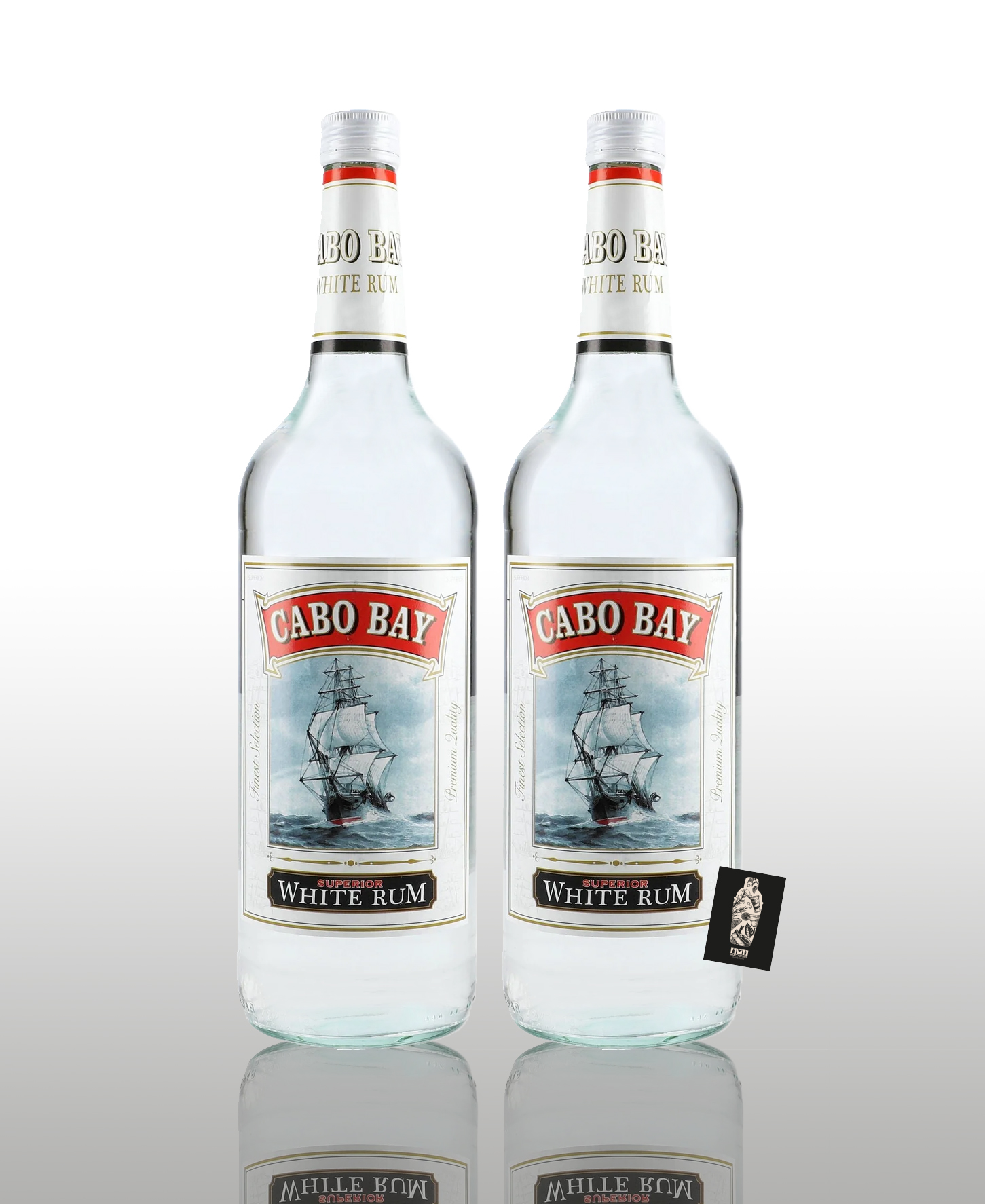 Cabo Bay 2er-Set Superior White Rum 2x1L ( 37,5% vol.) inkl. Mixcompany Postkarte- [Enthält Sulfite]