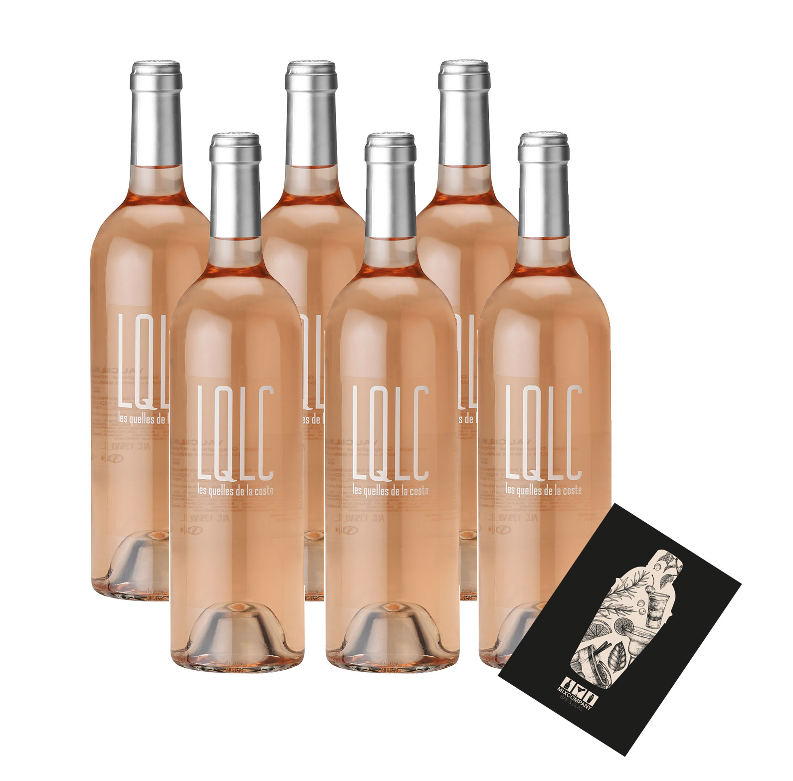 LQLC Rose 6er Set Wein 6x 0,75L (13% Vol) Les quelles de la coste rose von John Malkovich Frankreich Vaucluse trocken- [Enthält Sulfite]