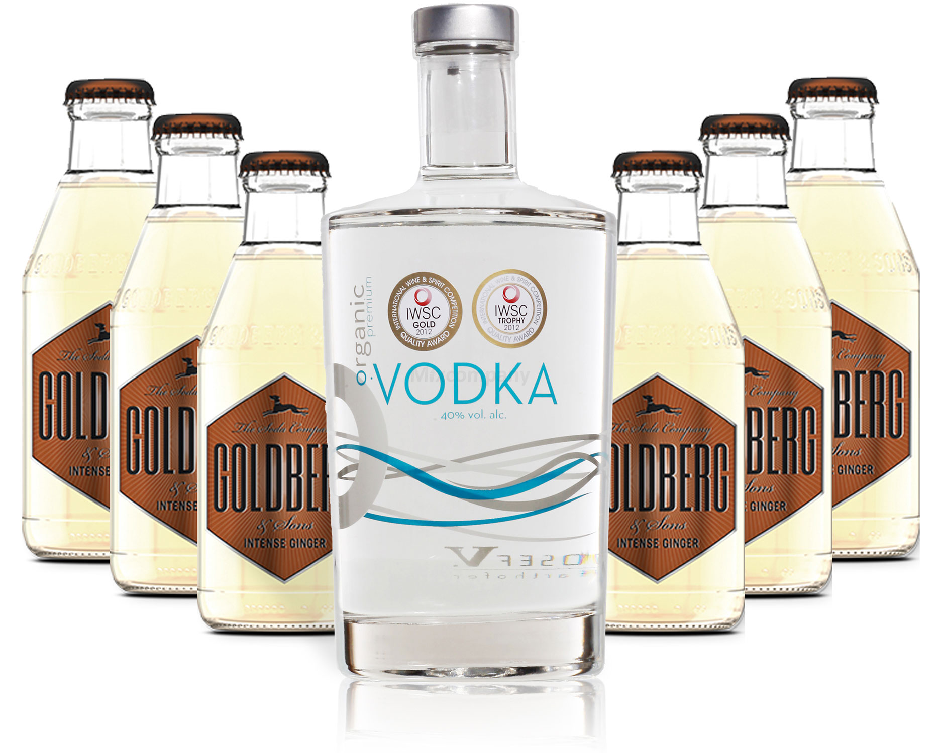Moscow Mule Set - Organic Vodka 0,7l 700ml (40% Vol) + 6x Goldberg Intense Ginger 200ml - Inkl. Pfand MEHRWEG