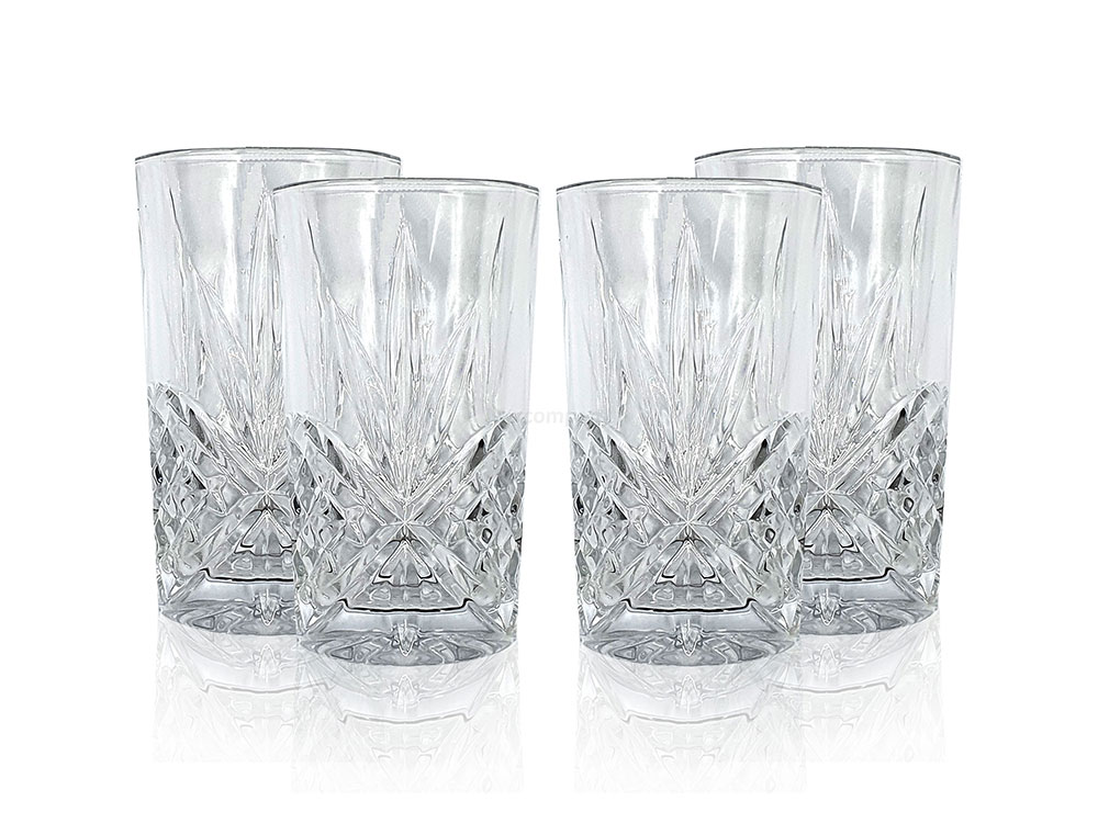 Mixcompany Longdrinkglas - 4er Longdrink Gläser Set - 4x Kristall Design Glas