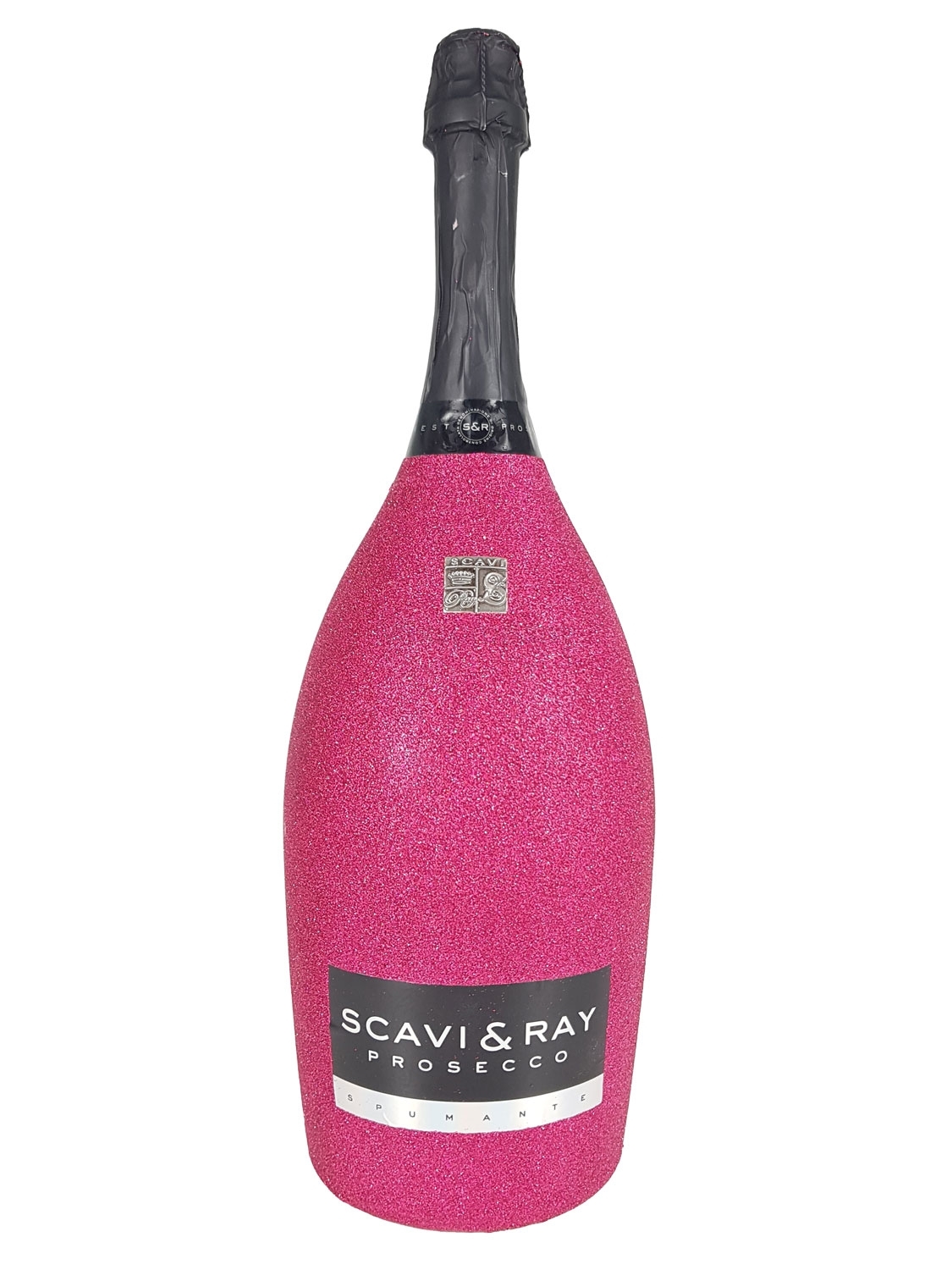 Scavi & Ray Prosecco Spumante Magnum 1,5l (11% Vol) Bling Bling Glitzerflasche hot pink -[Enthält Sulfite]
