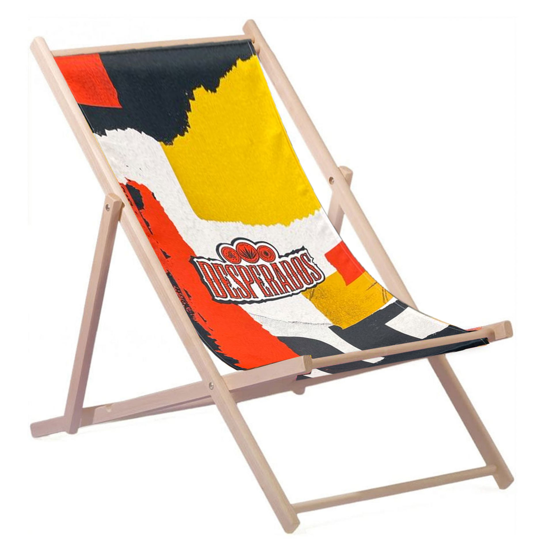 Desperados Liegestuhl aus Buchenholz dreifach verstellbar Beach Party Festival Sommer Relax Liege Garten Sonnenliege Strandliege