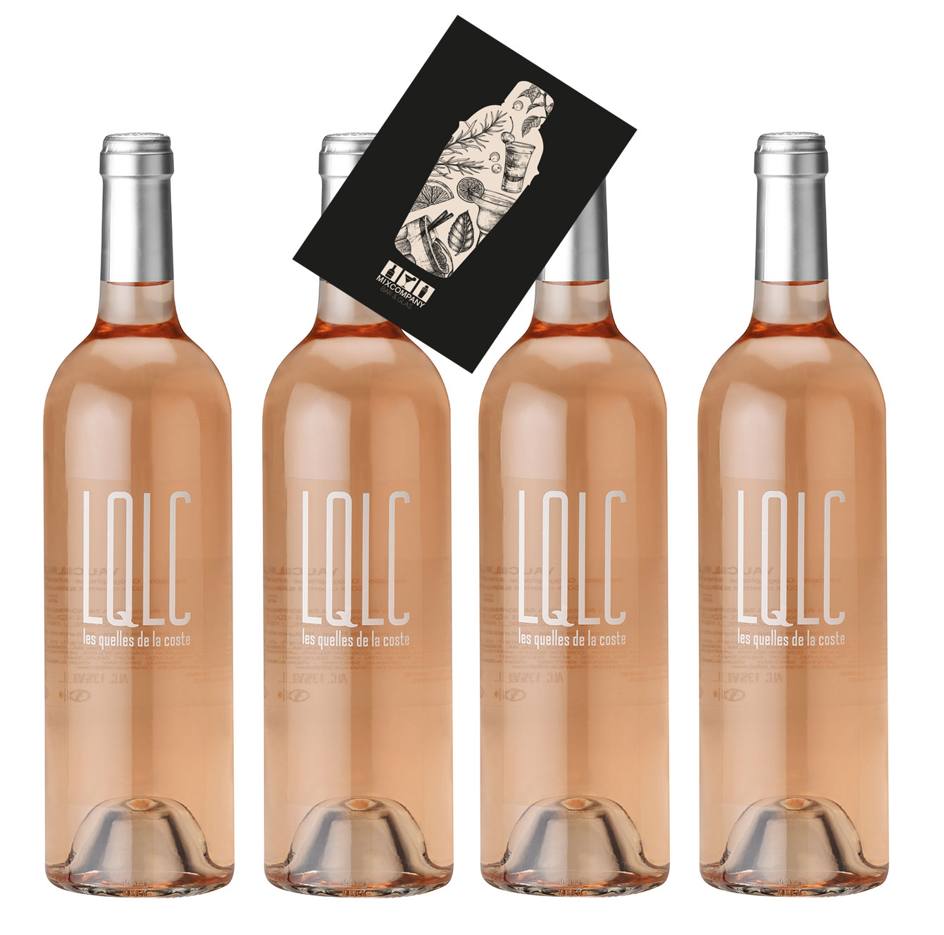LQLC Rose 4er Set Wein 4x 0,75L (13% Vol) Les quelles de la coste rose von John Malkovich Frankreich Vaucluse trocken- [Enthält Sulfite]