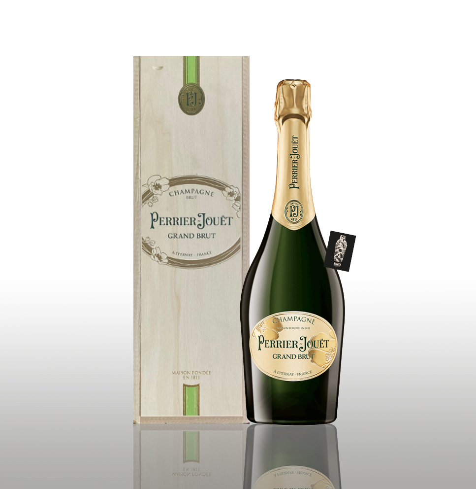 Perrier Jouet Grand Brut - Magnumflasche - 3 Liter - Champagner in edler Holzbox (12% vol.)- [Enthält Sulfite]