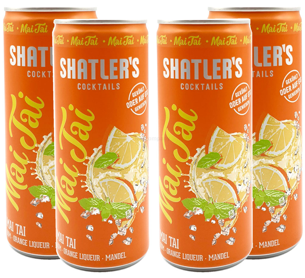 Shatlers Cocktail - 4er Set Shatlers Mai Tai 0,25L (10,1% Vol) inklusive Pfand EINWEG - Shatlers Cocktail - Ready to Go- [Enthält Sulfite]