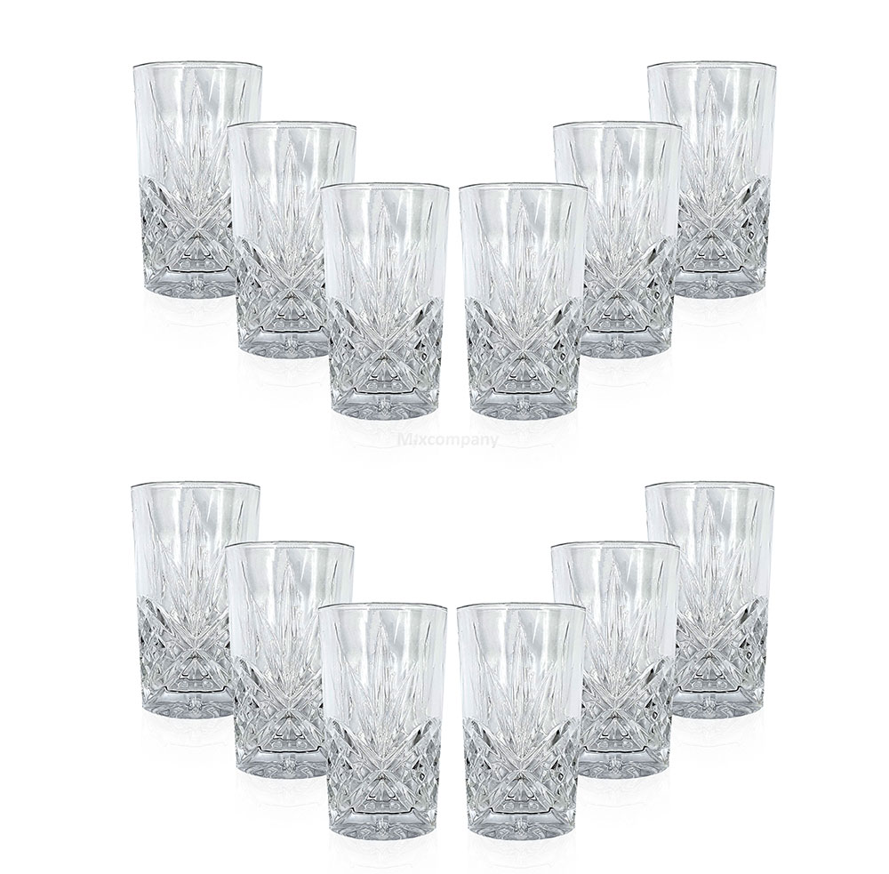 Mixcompany Longdrinkglas - 12er Longdrink Gläser Set - 12x Kristall Design Glas