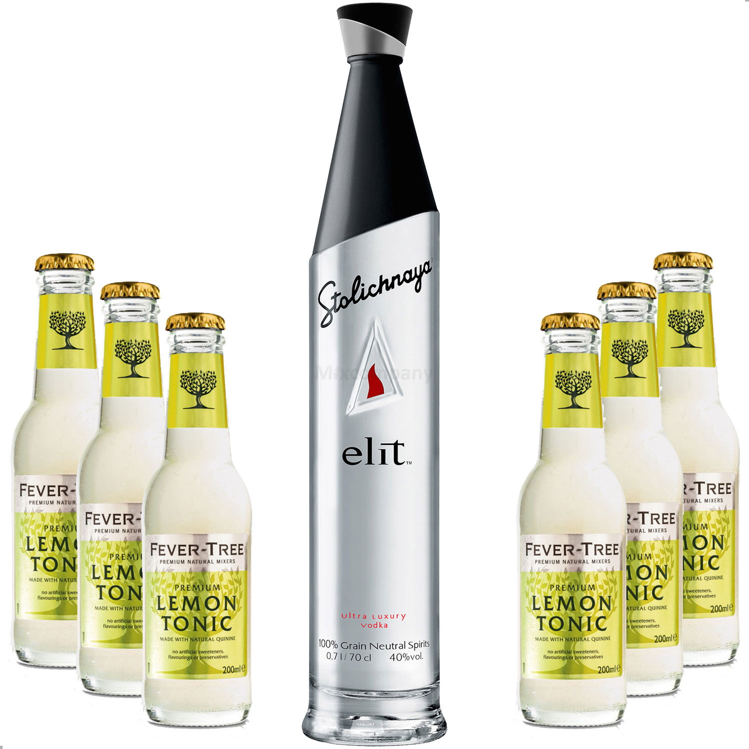 Vodka Lemon Set - Stolichnaya Elit Vodka 0,7l 700ml (40% Vol) + 6x Fever Tree Lemon Tonic 200ml inkl. Pfand MEHRWEG