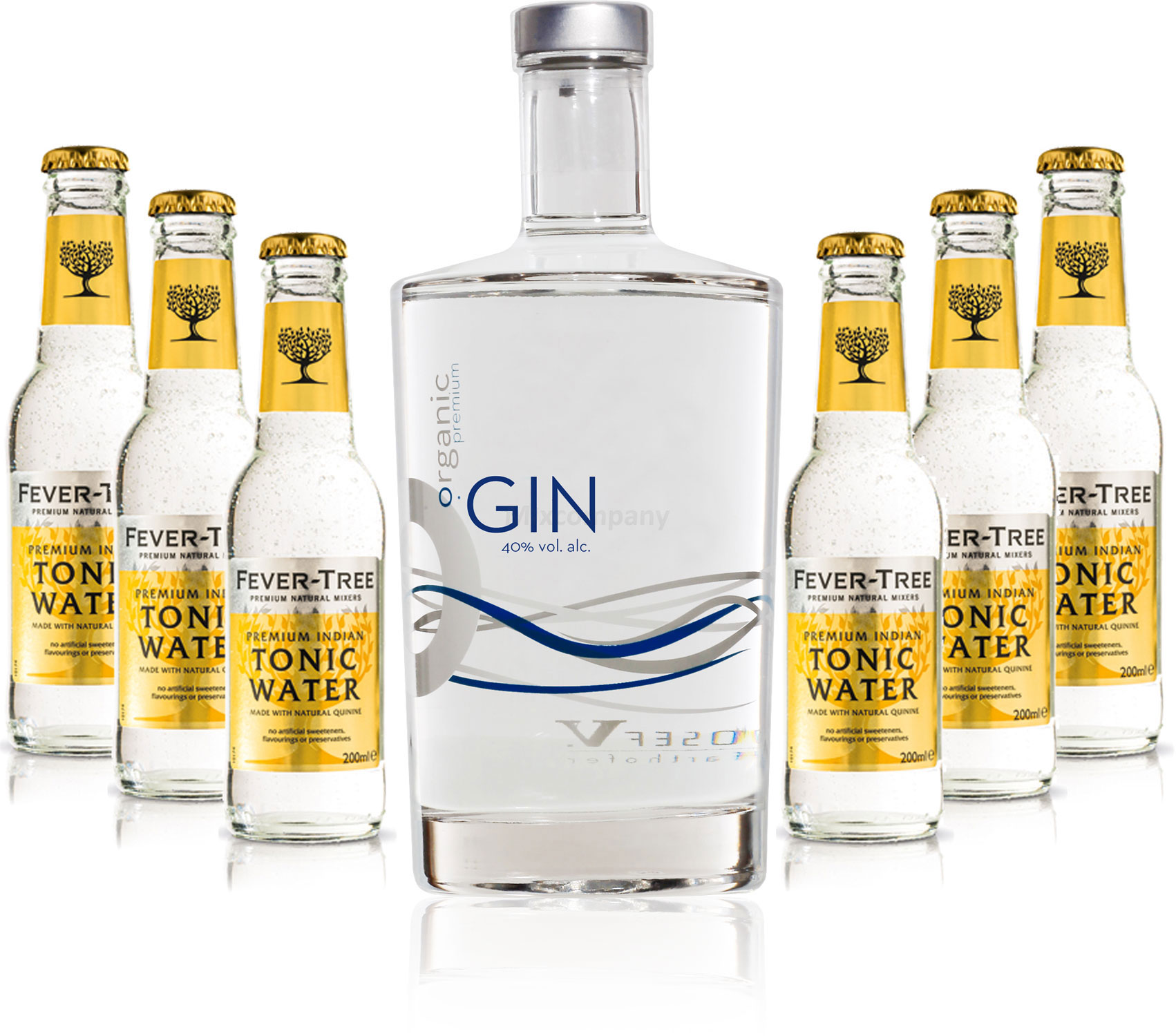 Gin Tonic Set - Organic Gin 0,7l 700ml (40% Vol) + 6x Fever Tree Tonic Water 200ml inkl. Pfand MEHRWEG