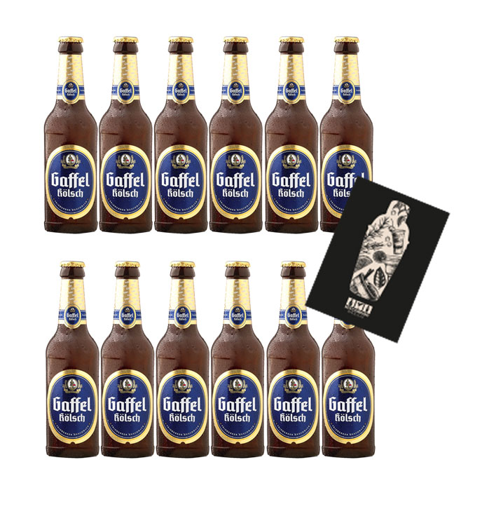 Gaffel Kölsch 12er Set Bier 0,33L (4,8% Vol) mit Mixcompany Grußkarte inkl Pfand MEHRWEG- [Enthält Sulfite]