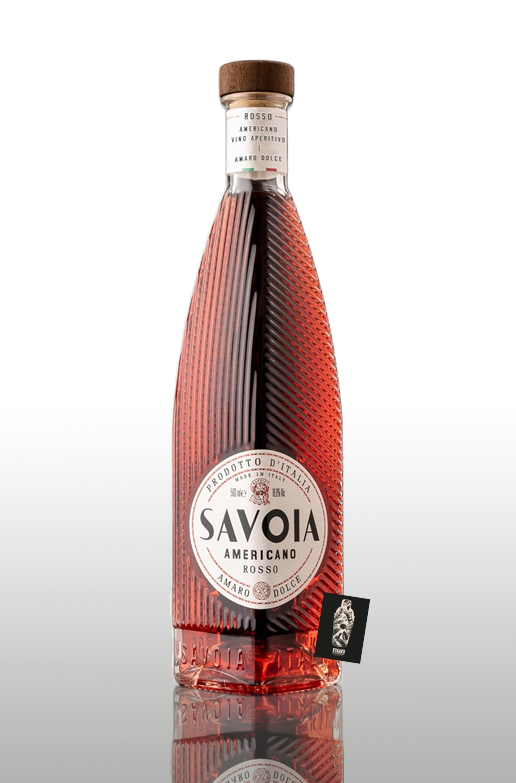 Savoia Americano Rosso 0,5L (18,6% vol.) aromatisierter italienischer Aperitifwein mit bittersüßem Zitrusgeschmack aus Turin- [Enthält Sulfite]