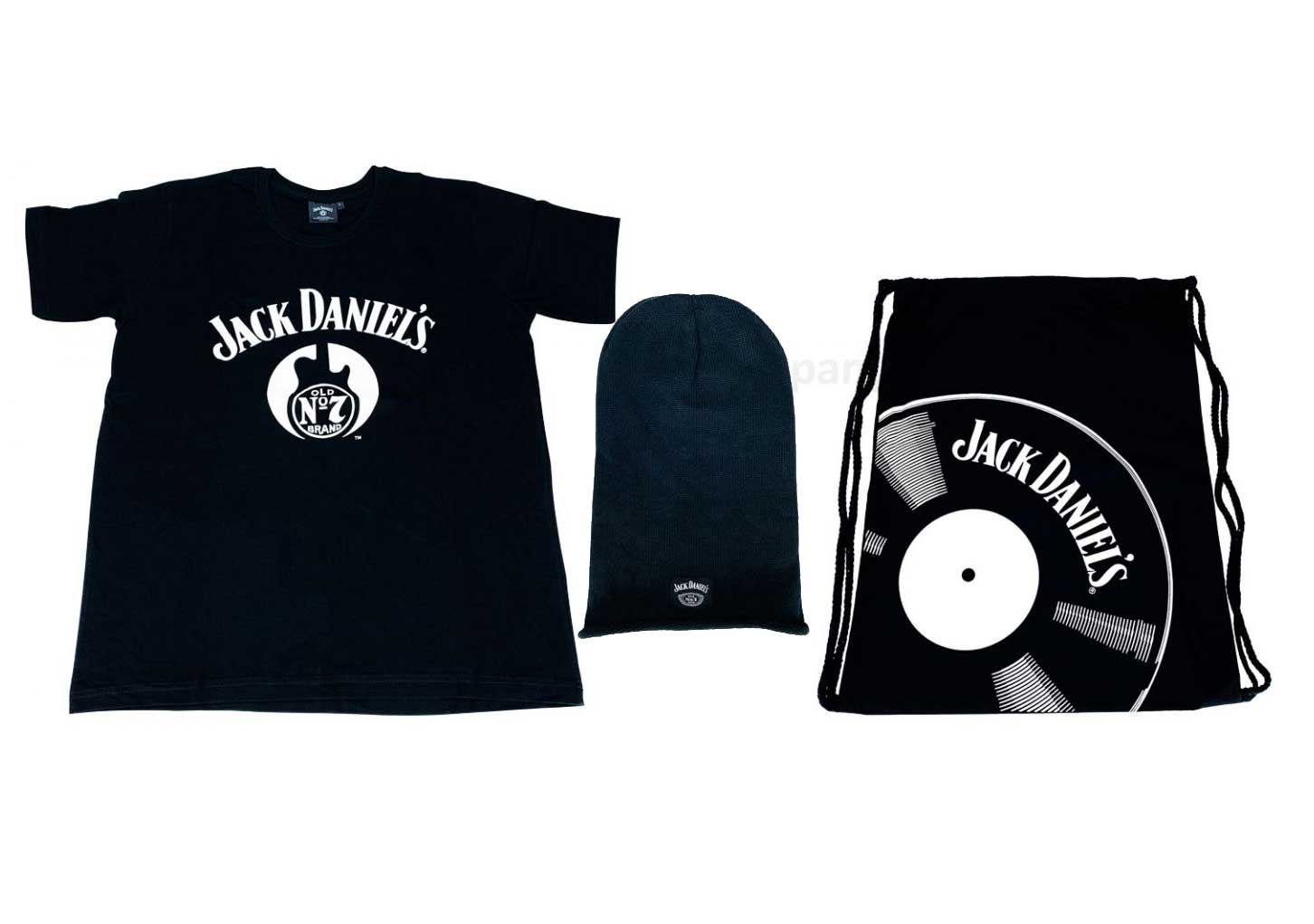 Jack Daniels T-Shirt Gitarre Herren Grösse L Baumwolle + Sporttasche + Mütze