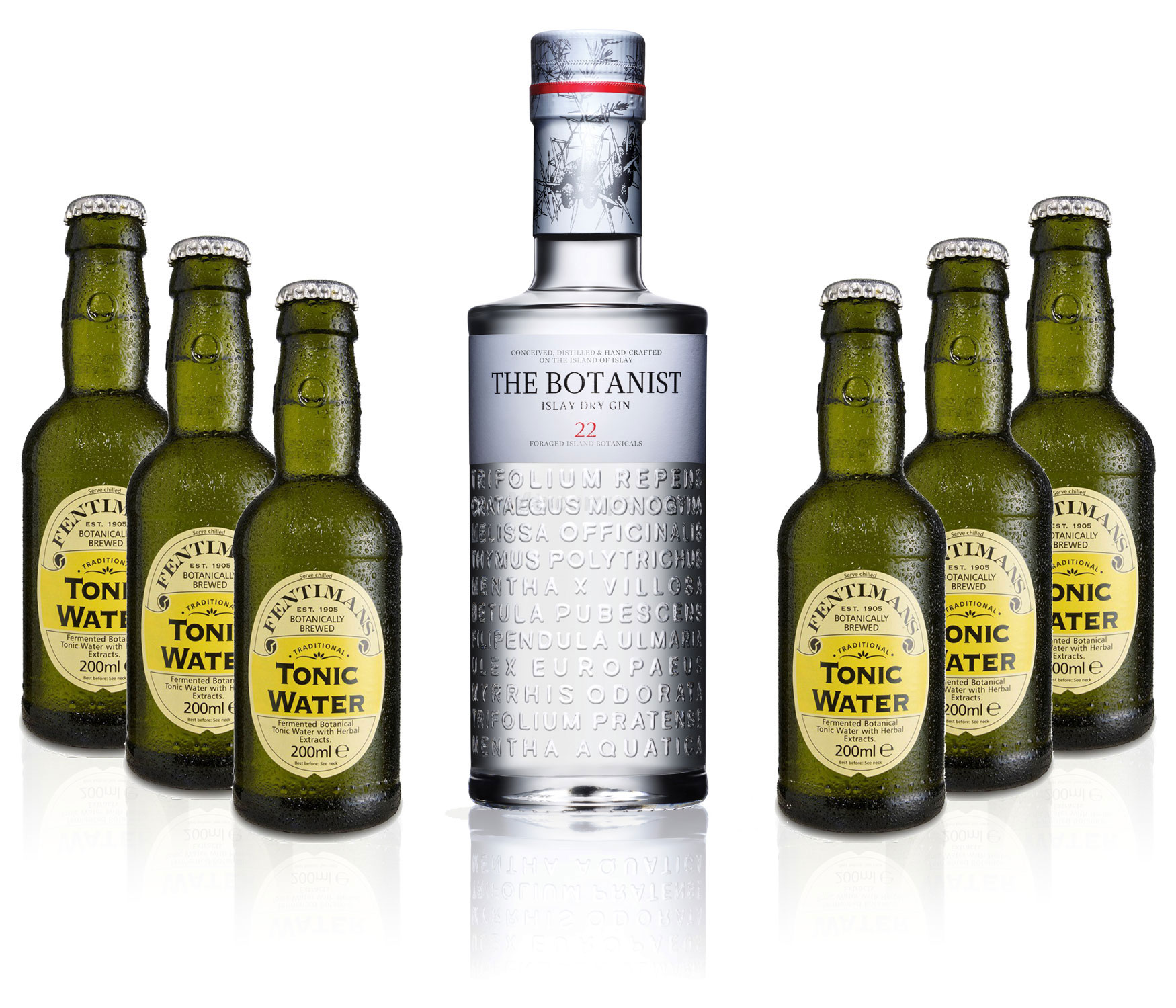 Gin Tonic Set - The Botanist Islay Dry Gin 0,7l 700ml (46% Vol) + 6x Fentimans Tonic Water 200ml inkl. Pfand MEHRWEG