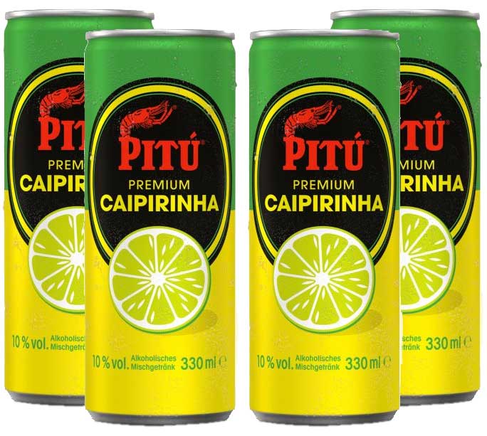 Pitu Caipirinha 4er Set Cocktail 4x 0,33L (10% Vol) ready to drink Alkoholhaltig inklusive Pfand EINWEG- [Enthält Sulfite]