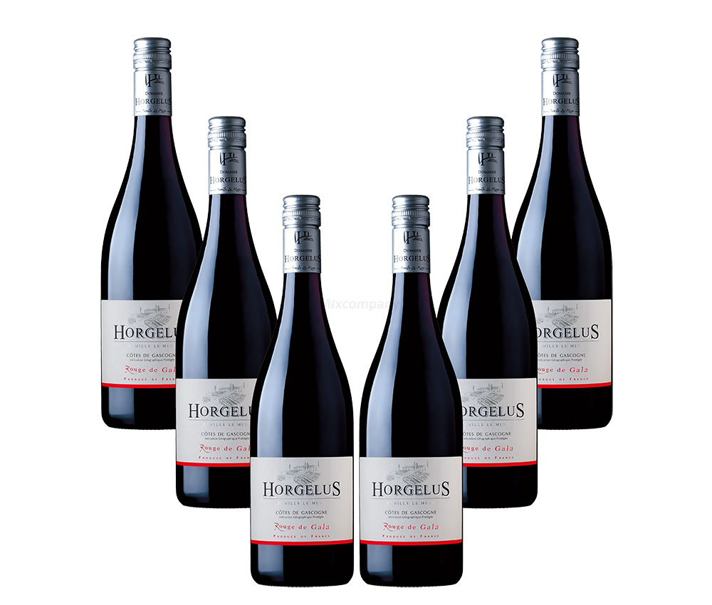 Horgelus Rouge de Gala - 6er Set Rotwein Merlot 0,75L (13% Vol) aus Frankreich / Côtes de Gascogne - [Enthält Sulfite]
