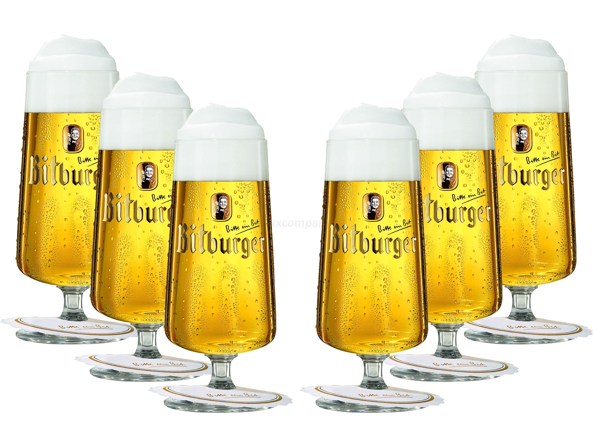 Bitburger Glas Gläser-Set - 6x Biergläser / Kelch / Tulpen 0,2L geeicht