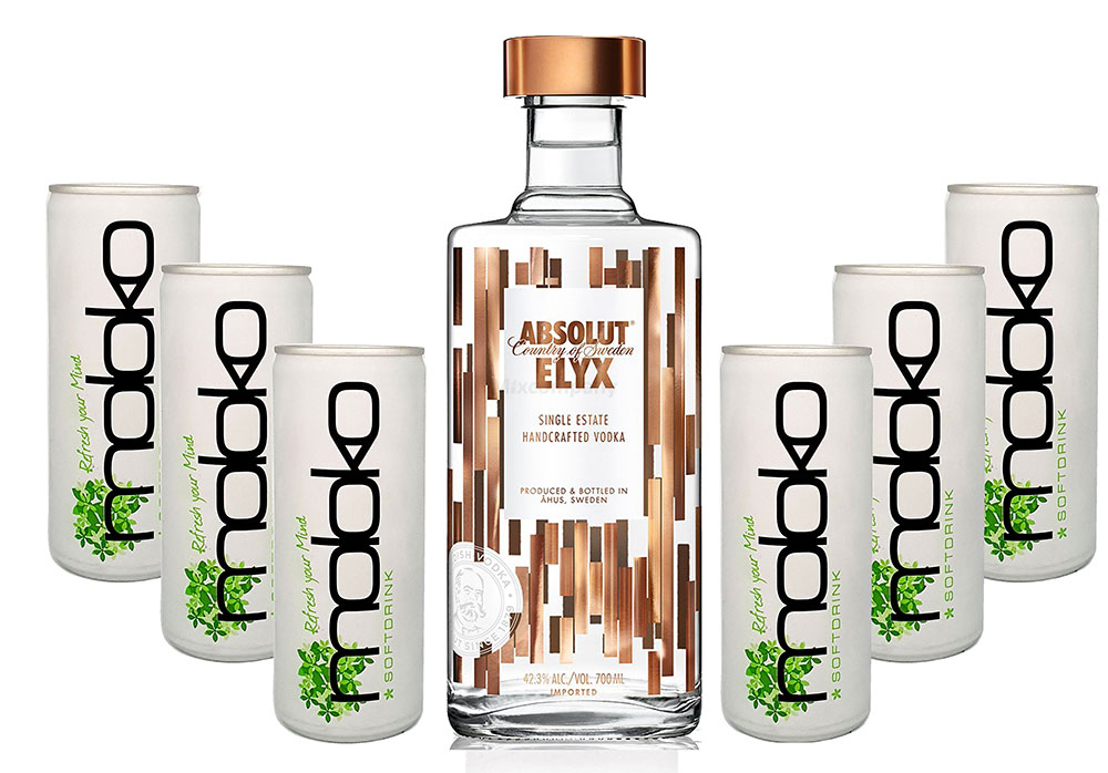 Absolut Elyx Vodka Wodka Set - Absolut Elyx 0,7L (42,3%Vol) + 6x Moloko 250ml inkl. Pfand - EINWEG