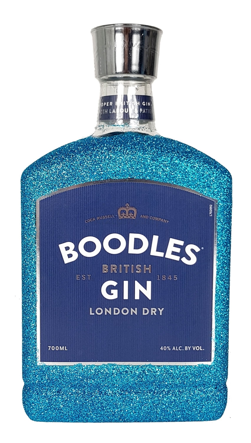 Boodles London Dry Gin 0,7l 700ml (40% Vol) Bling Bling Glitzerflasche Blau -[Enthält Sulfite]