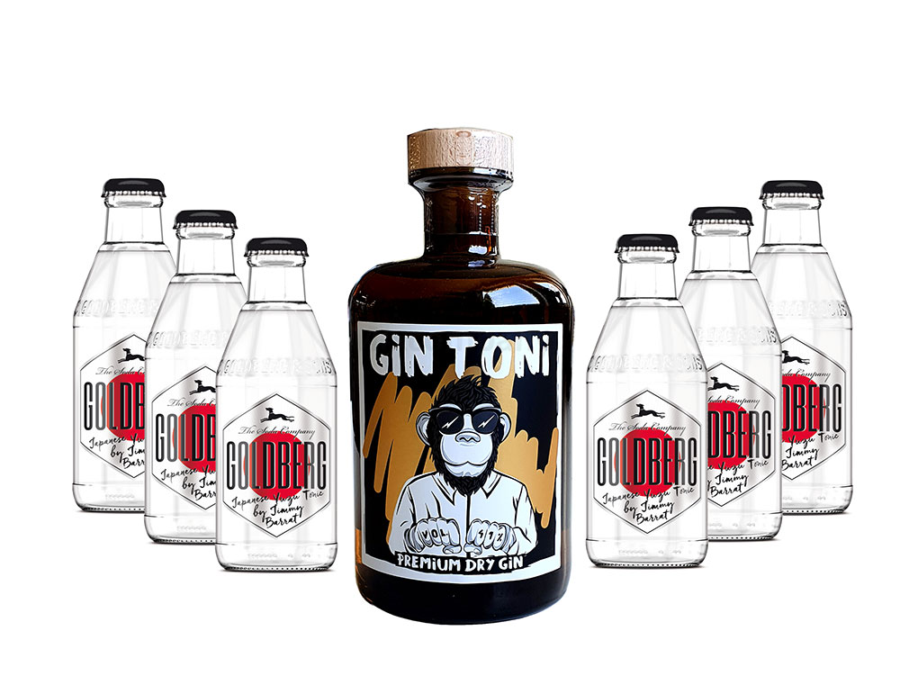 Gin Tonic Set - Gin Toni Premium Dry Gin 0,5l (41% Vol) + 6x Goldberg Japanese Yuzu Tonic Water 200ml inkl. Pfand MEHRWEG -[Enthält Sulfite]