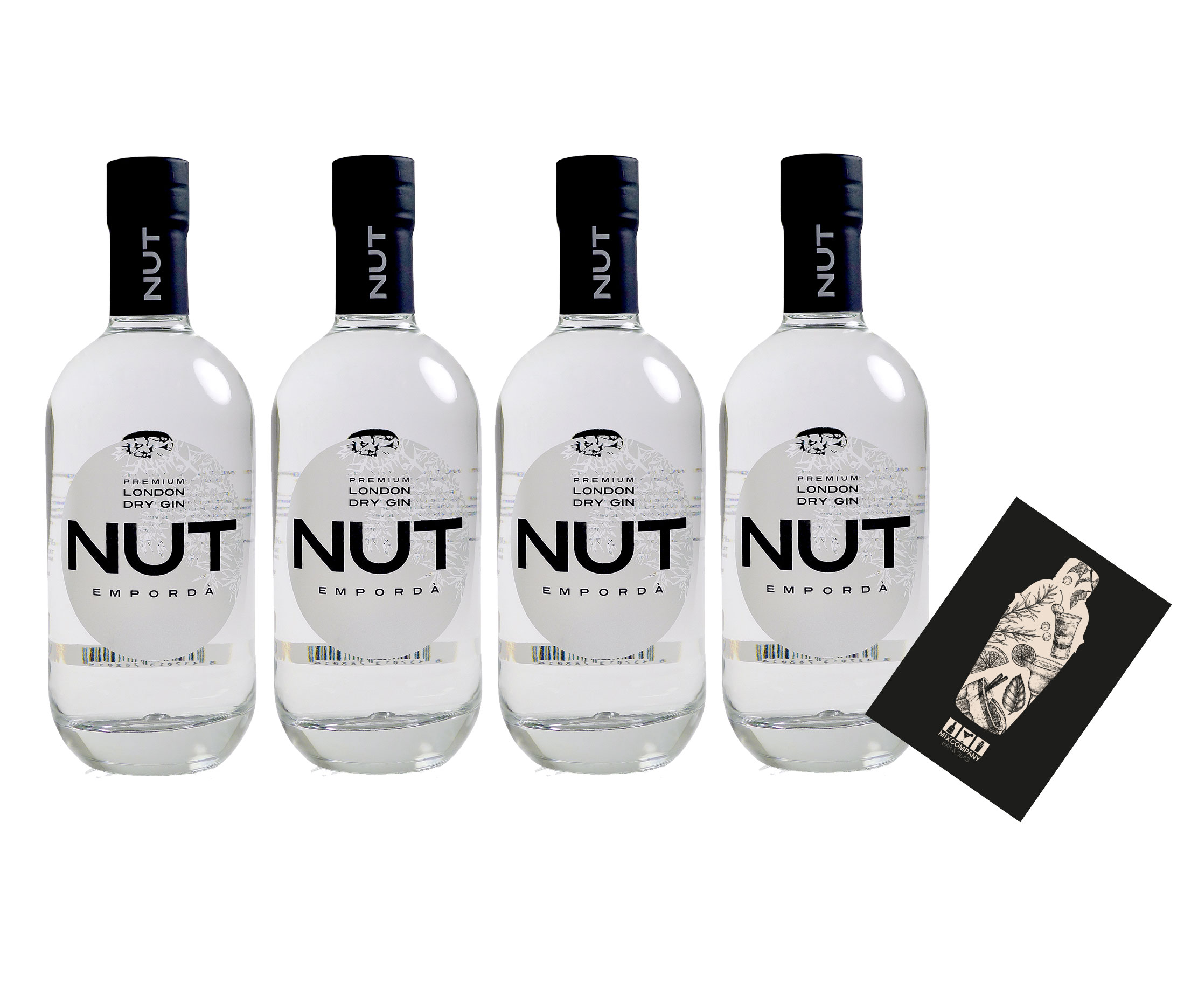 NUT 4er Set Emporda London Dry Gin 4x 0,7L (45% Vol) 13 Botanicals NUT Distillery- [Enthält Sulfite]