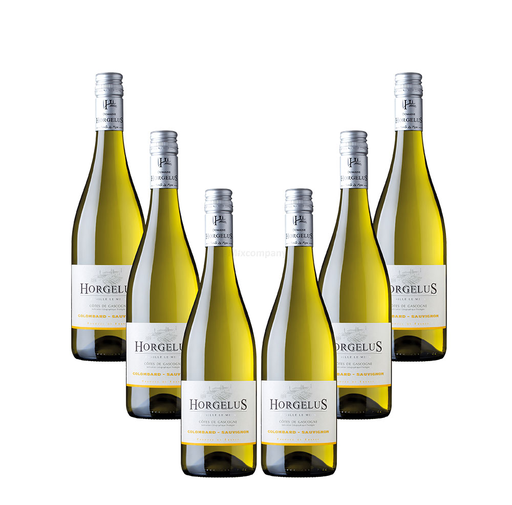Horgelus Colombard Sauvignon - 6er Set Weißwein 0,75L (11,5% Vol) - Côtes de Gascogne Frankreich- [Enthält Sulfite]