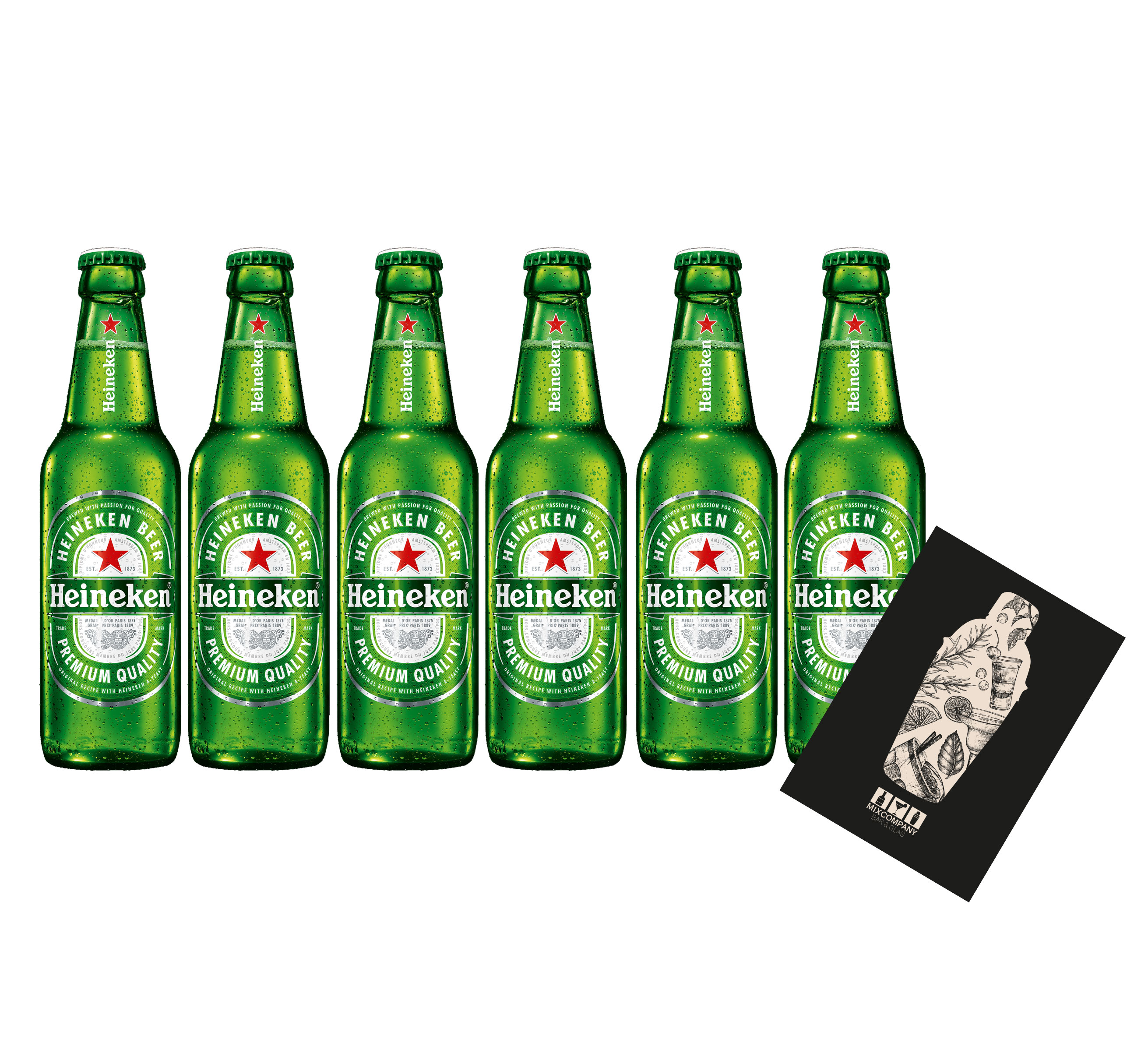 Heineken Pils 6er Set Bier 0,25l (5% Vol) mit Mixcompany Grußkarte inkl Pfand MEHRWEG- [Enthält Sulfite]