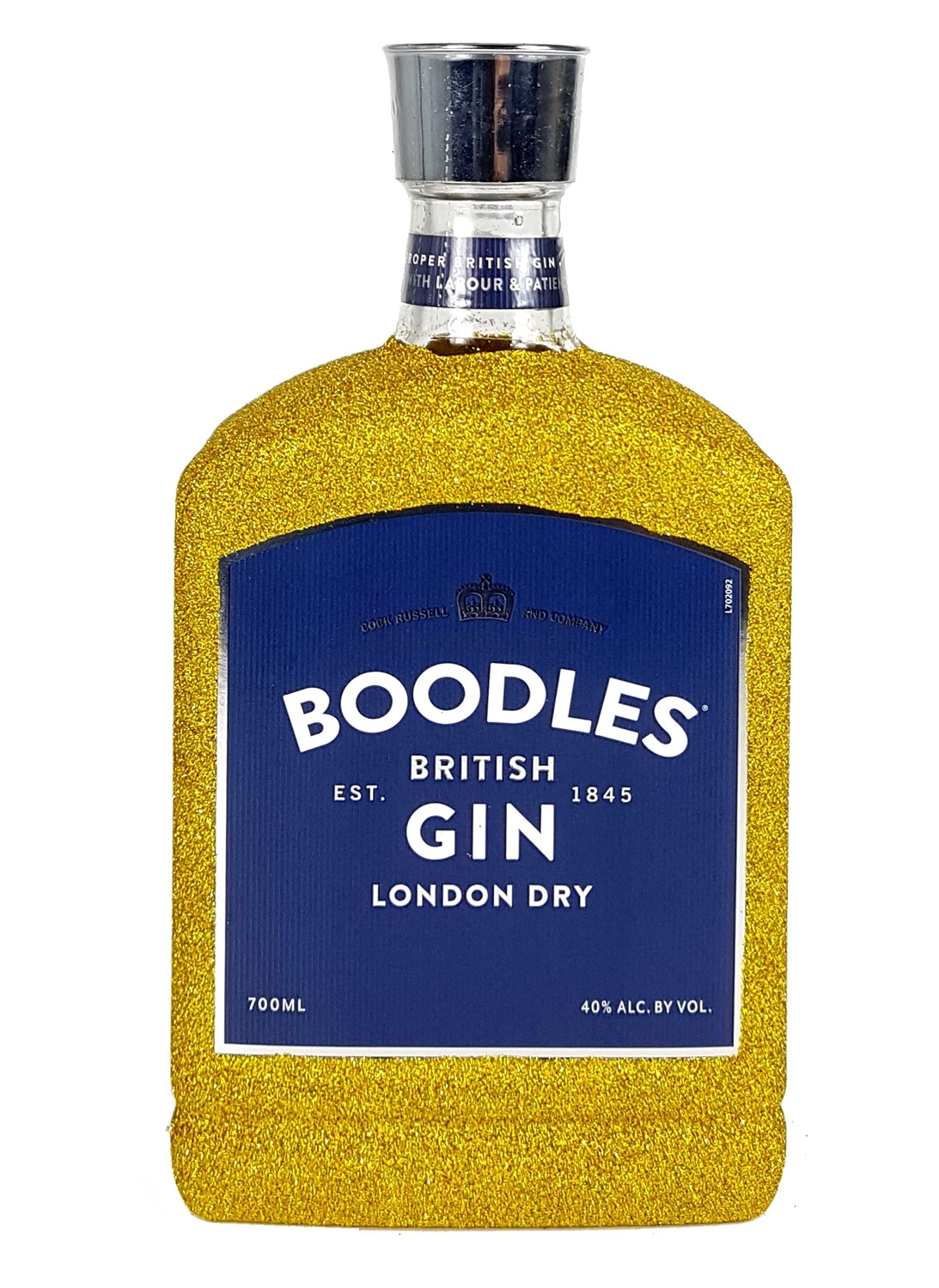 Boodles London Dry Gin 0,7l 700ml (40% Vol) Bling Bling Glitzerflasche - gold -[Enthält Sulfite]