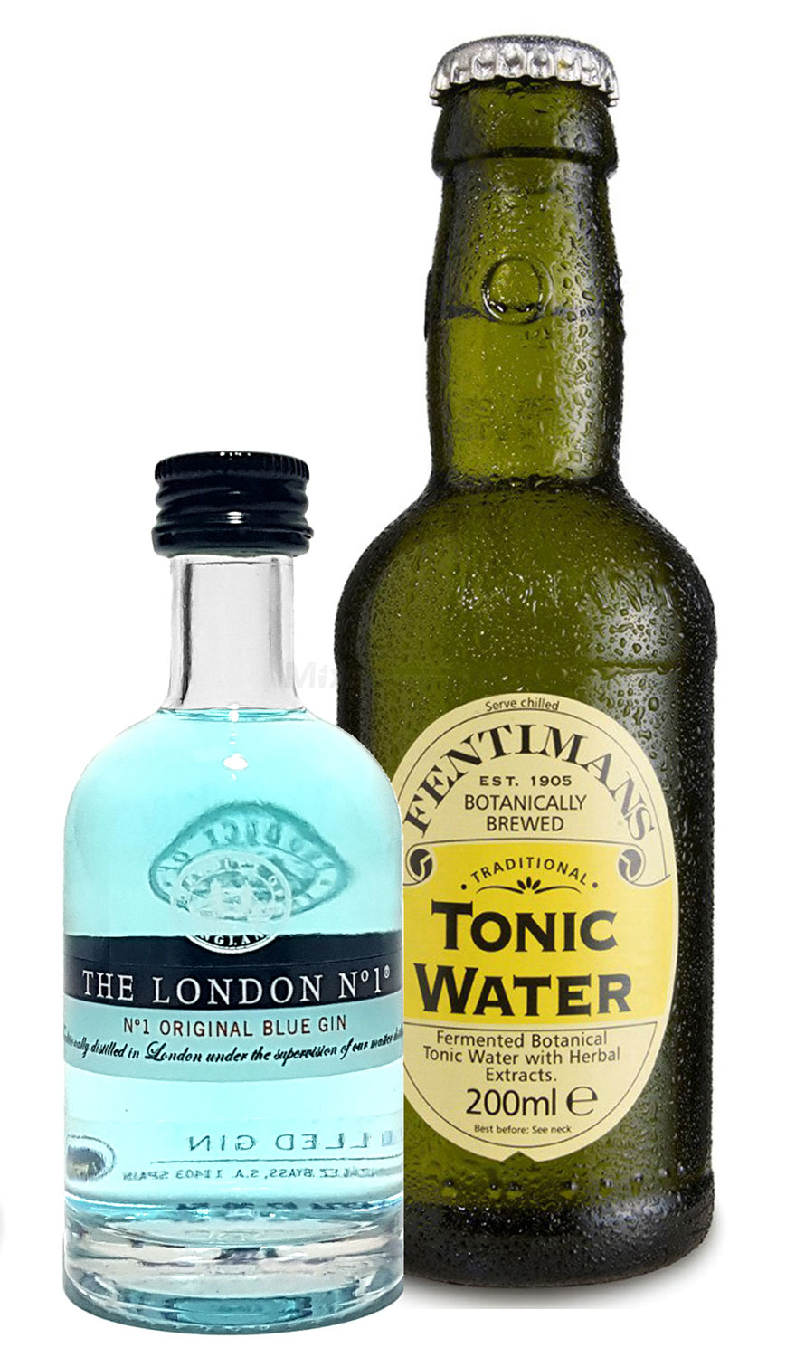 Gin Tonic Probierset - The London N1 Blue Gin 50ml (47% Vol) + Fentimans Tonic Water 200ml inkl. Pfand MEHRWEG