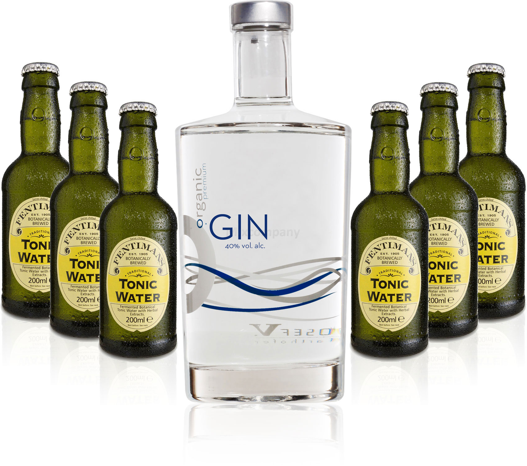 Gin Tonic Set - Organic Gin 0,7l 700ml (40% Vol) + 6x Fentimans Tonic Water 200ml inkl. Pfand MEHRWEG