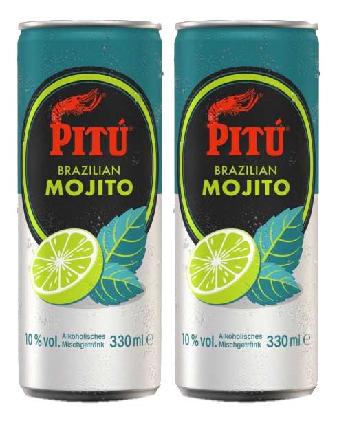 Pitu Brazilian Mojito 2er Set Cocktail 2x 0,33L (10% Vol) ready to drink Alkoholhaltig inklusive Pfand EINWEG- [Enthält Sulfite]