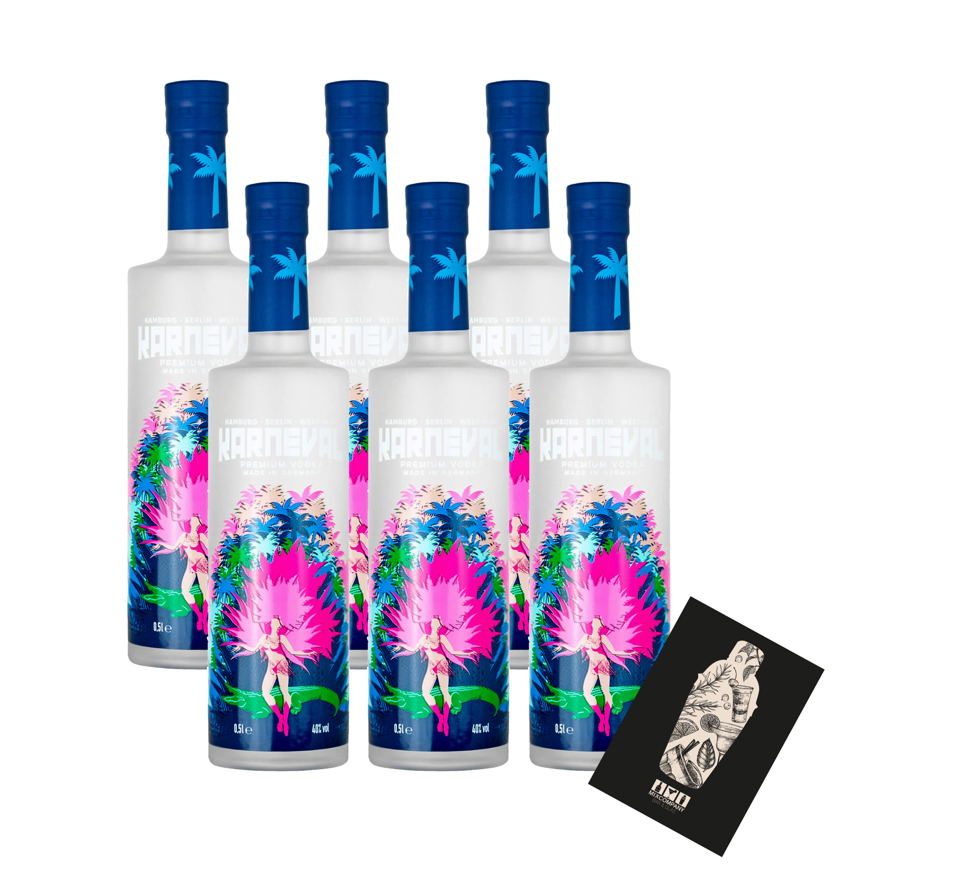Karneval Vodka 6er Set je 0,5L (40% Vol) Premium Vodka von Raf Camora und Bonez Mc - [Enthält Sulfite]