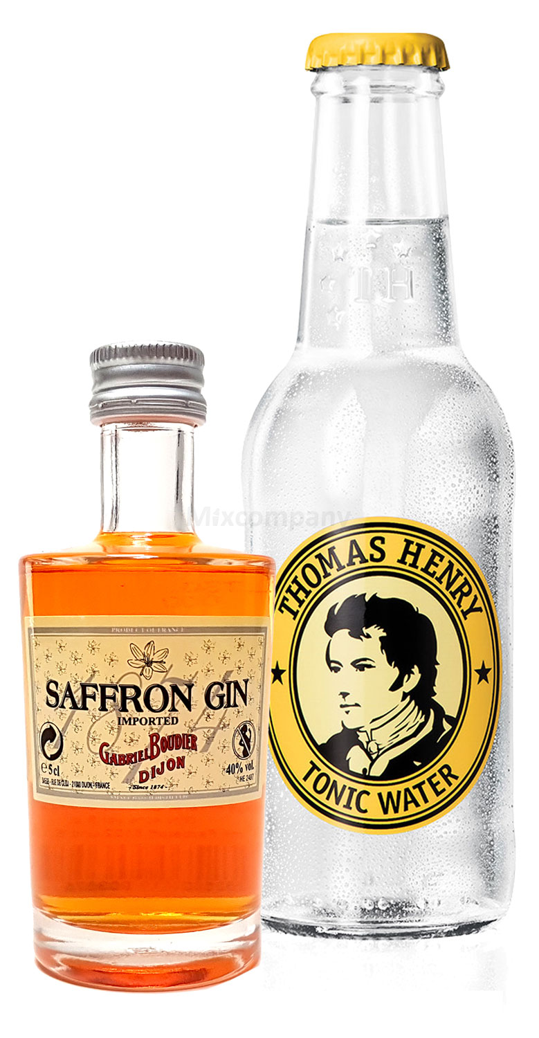 Gin Tonic Probierset - Saffron Gin 50ml (40% Vol) + Thomas Henry Tonic Water 200ml inkl. Pfand MEHRWEG