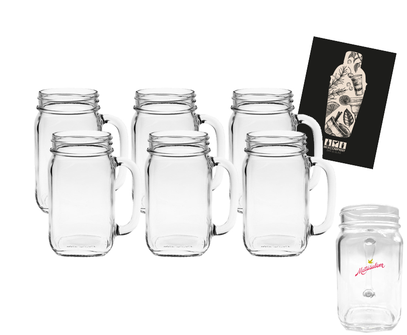Matusalem Rum 6er Set Glas mit Henkel Krug 450ml Fassung 6x Longdrinkgläser 
