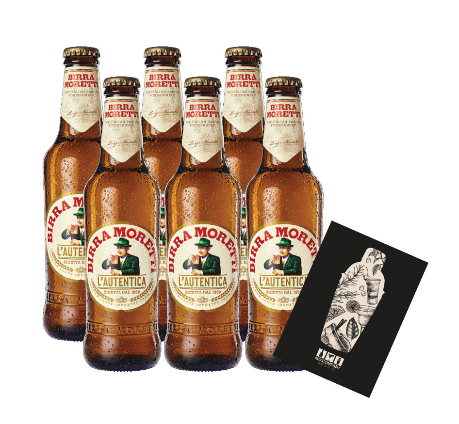 Birra Moretti 6er Set Bier L'autentica 6x 0,33L (4,6% Vol) italienisches Bier - [Enthält Sulfite]